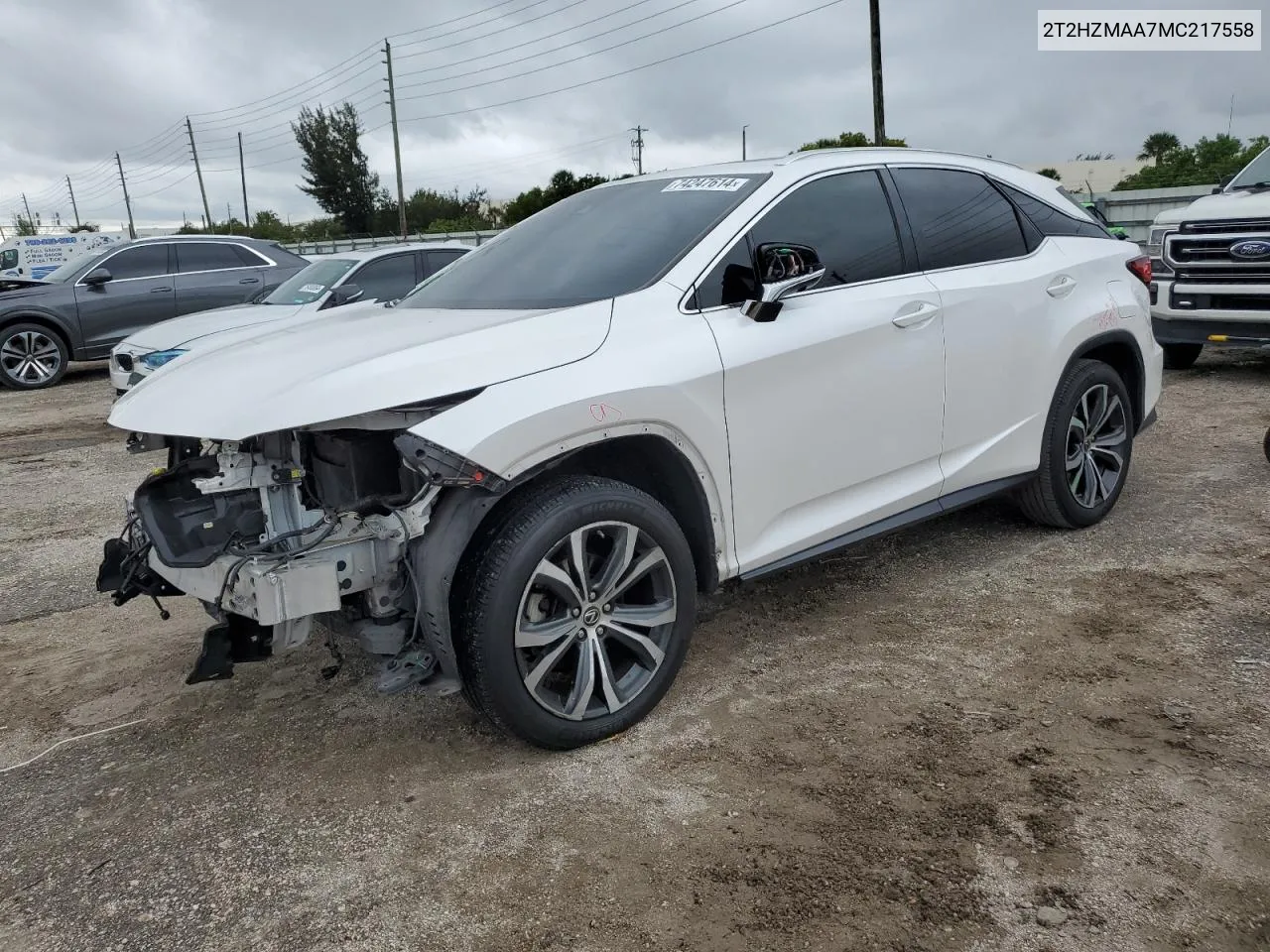 2021 Lexus Rx 350 VIN: 2T2HZMAA7MC217558 Lot: 74247614