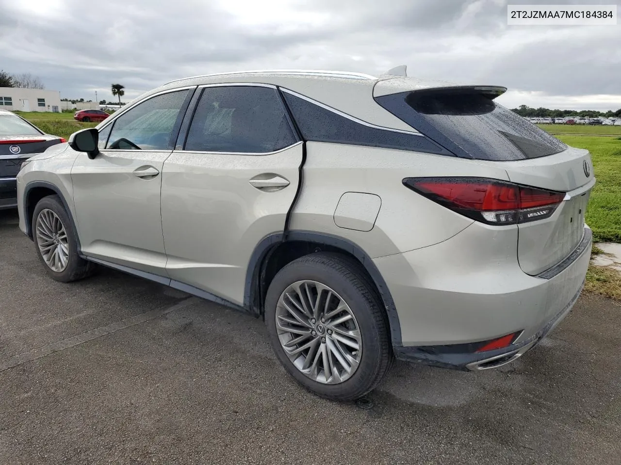 2021 Lexus Rx 350 VIN: 2T2JZMAA7MC184384 Lot: 74528924