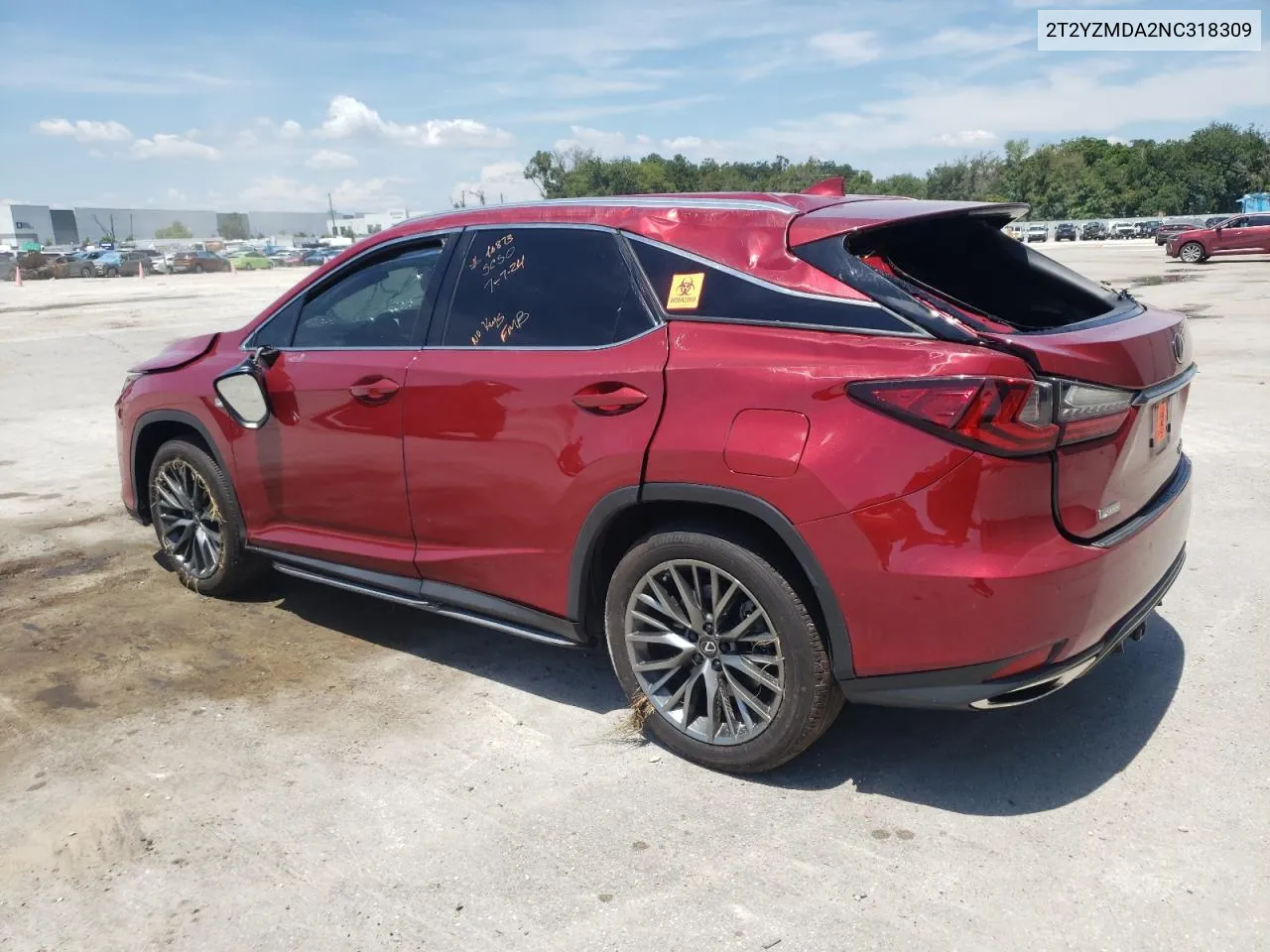 2022 Lexus Rx 350 F-Sport VIN: 2T2YZMDA2NC318309 Lot: 62670164