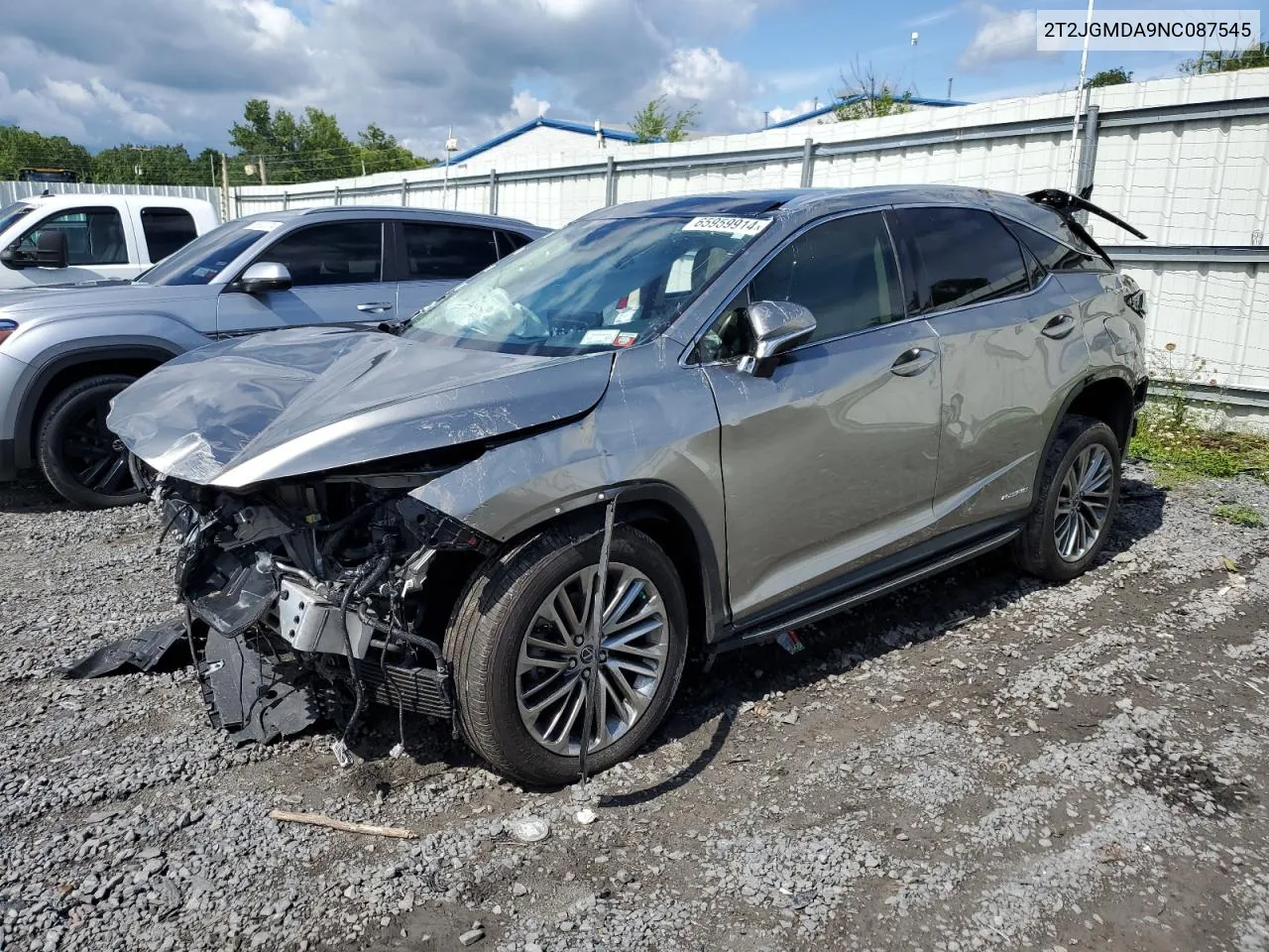 2022 Lexus Rx 450H VIN: 2T2JGMDA9NC087545 Lot: 65959914