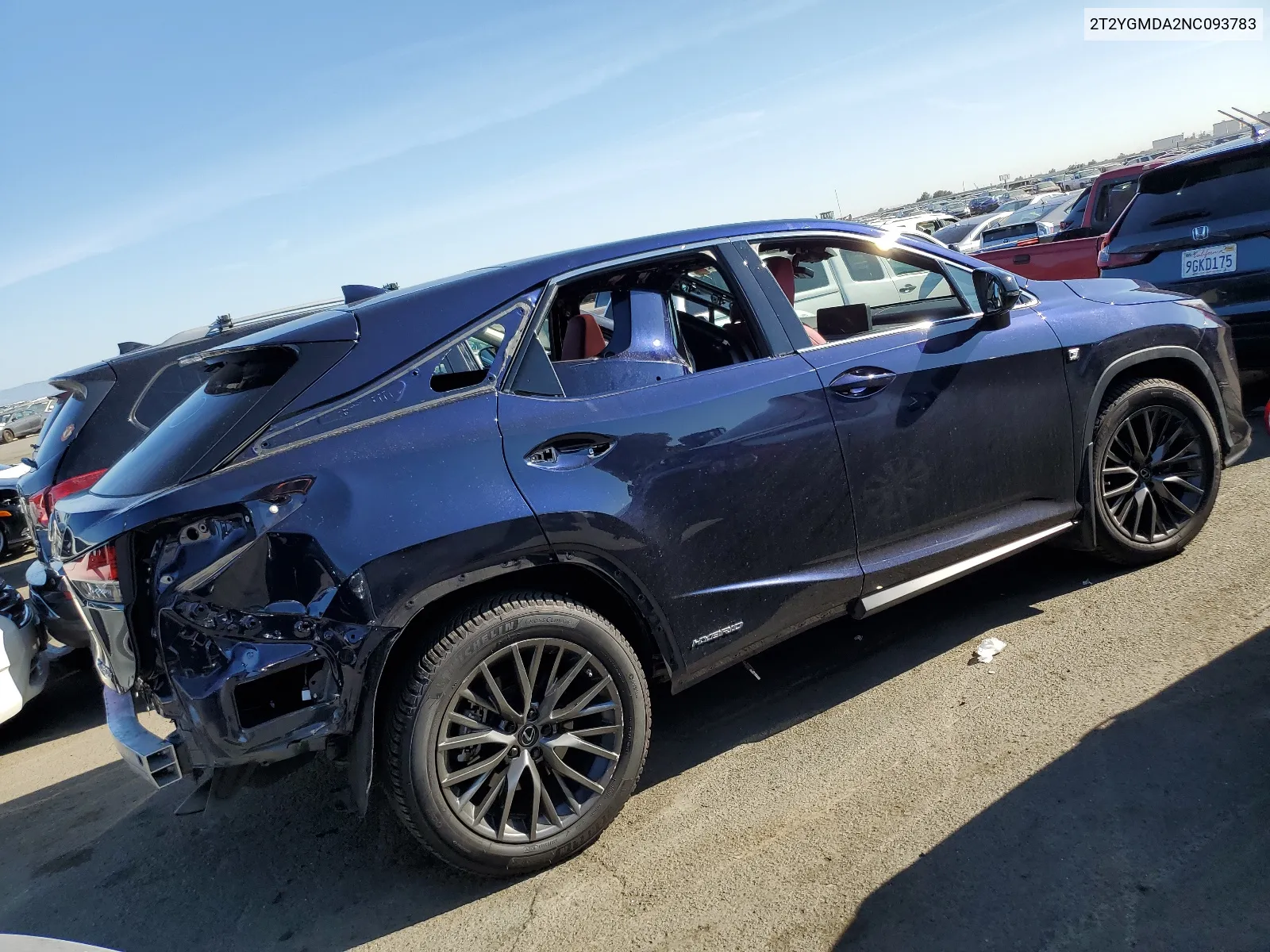 2022 Lexus Rx 450H F Sport VIN: 2T2YGMDA2NC093783 Lot: 68711234