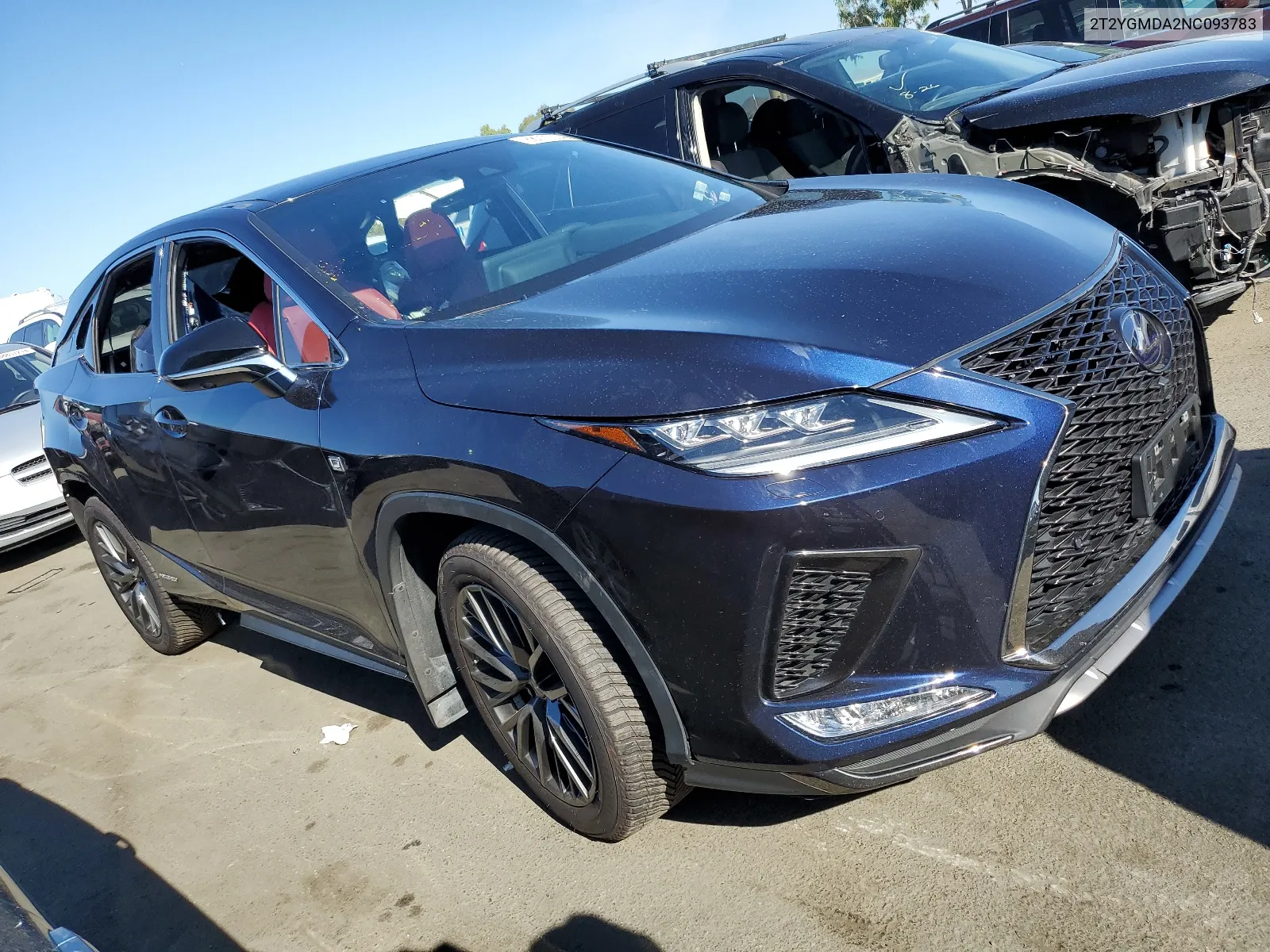 2022 Lexus Rx 450H F Sport VIN: 2T2YGMDA2NC093783 Lot: 68711234