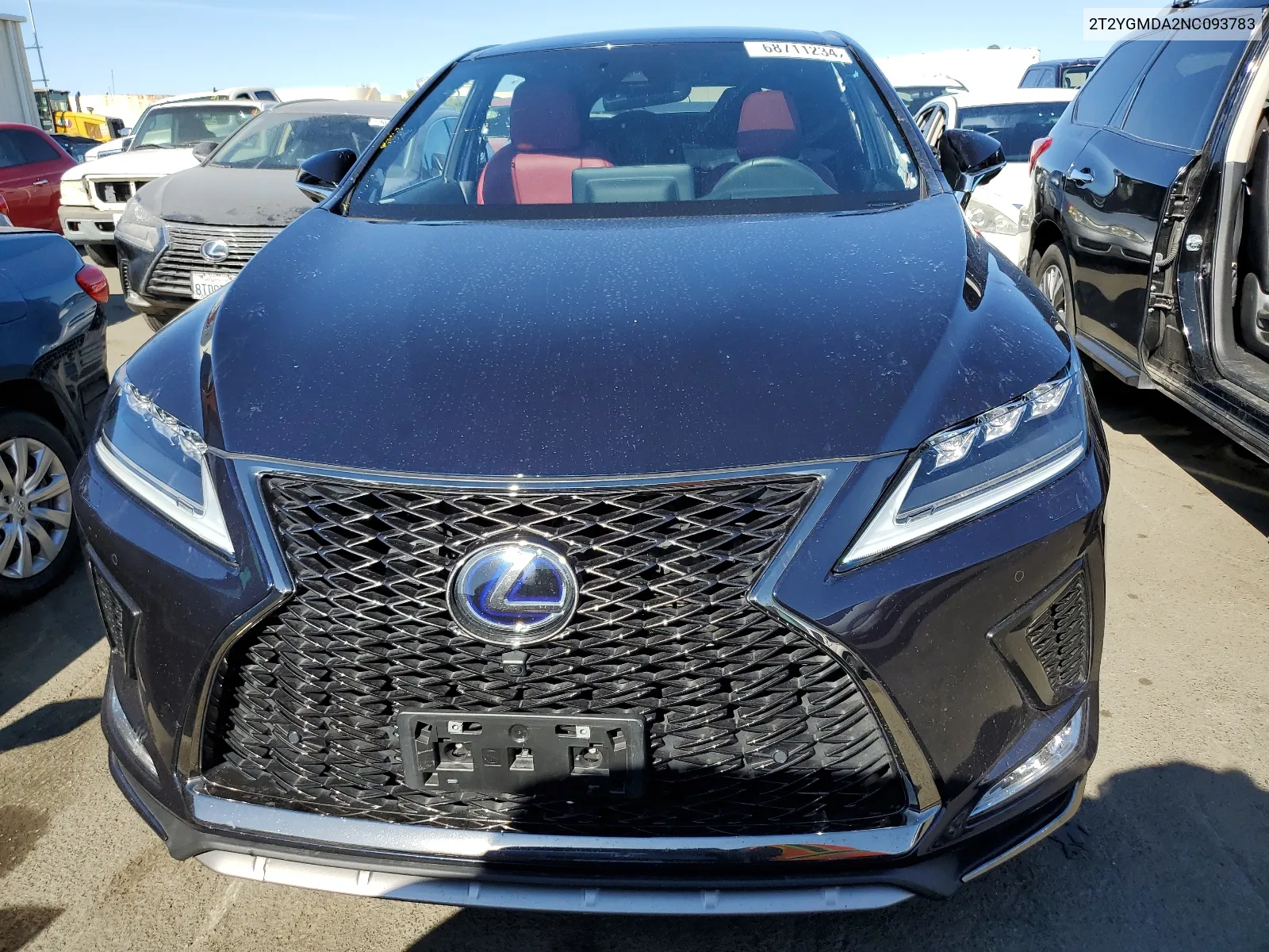 2022 Lexus Rx 450H F Sport VIN: 2T2YGMDA2NC093783 Lot: 68711234