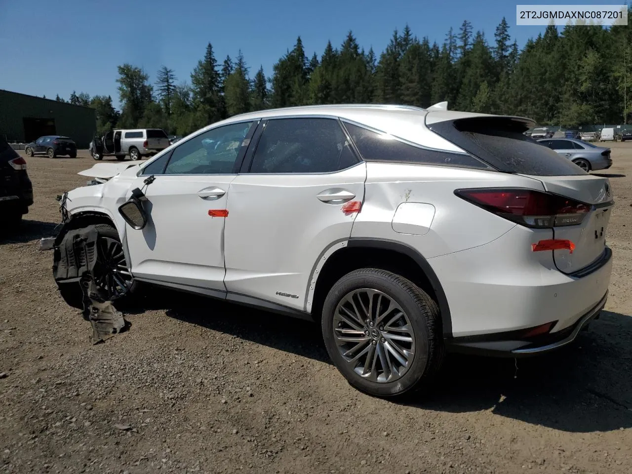 2022 Lexus Rx 450H VIN: 2T2JGMDAXNC087201 Lot: 70313684