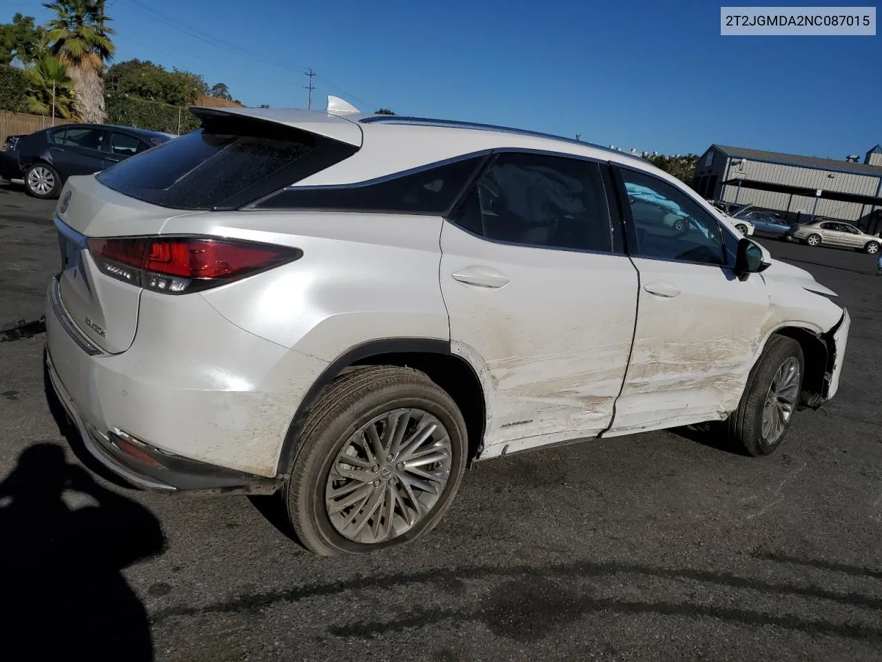 2022 Lexus Rx 450H VIN: 2T2JGMDA2NC087015 Lot: 72786984