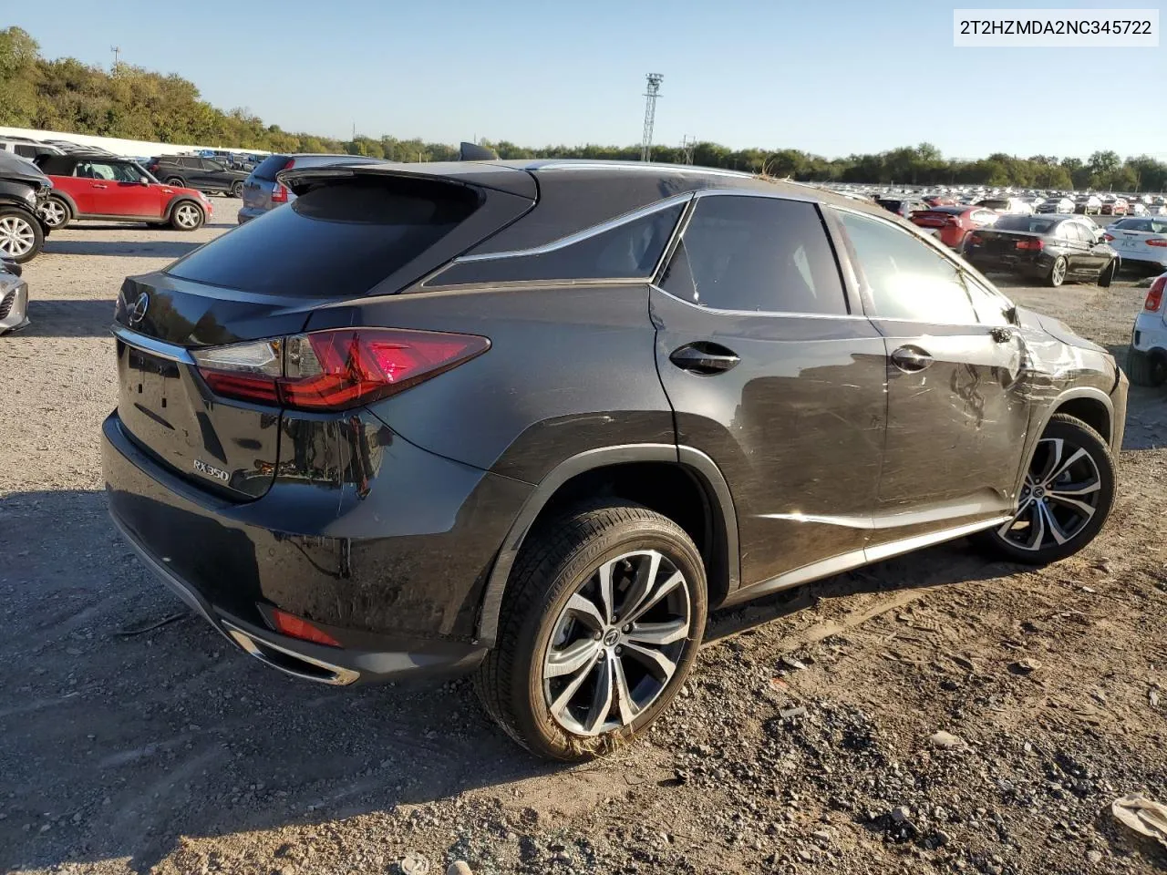 2022 Lexus Rx 350 VIN: 2T2HZMDA2NC345722 Lot: 73813774