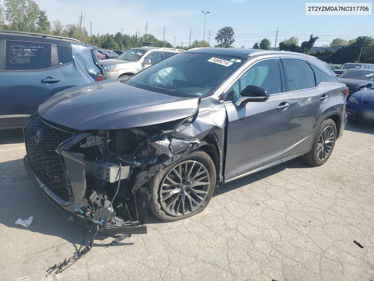 2022 Lexus Rx 350 F Sport VIN: 2T2YZMDA7NC317706 Lot: 74585214