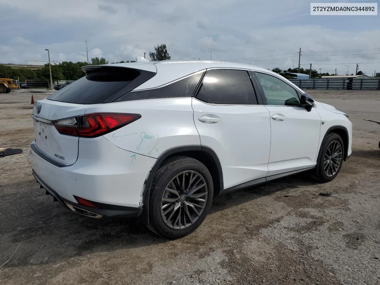 2022 Lexus Rx 350 F Sport VIN: 2T2YZMDA0NC344892 Lot: 74996344