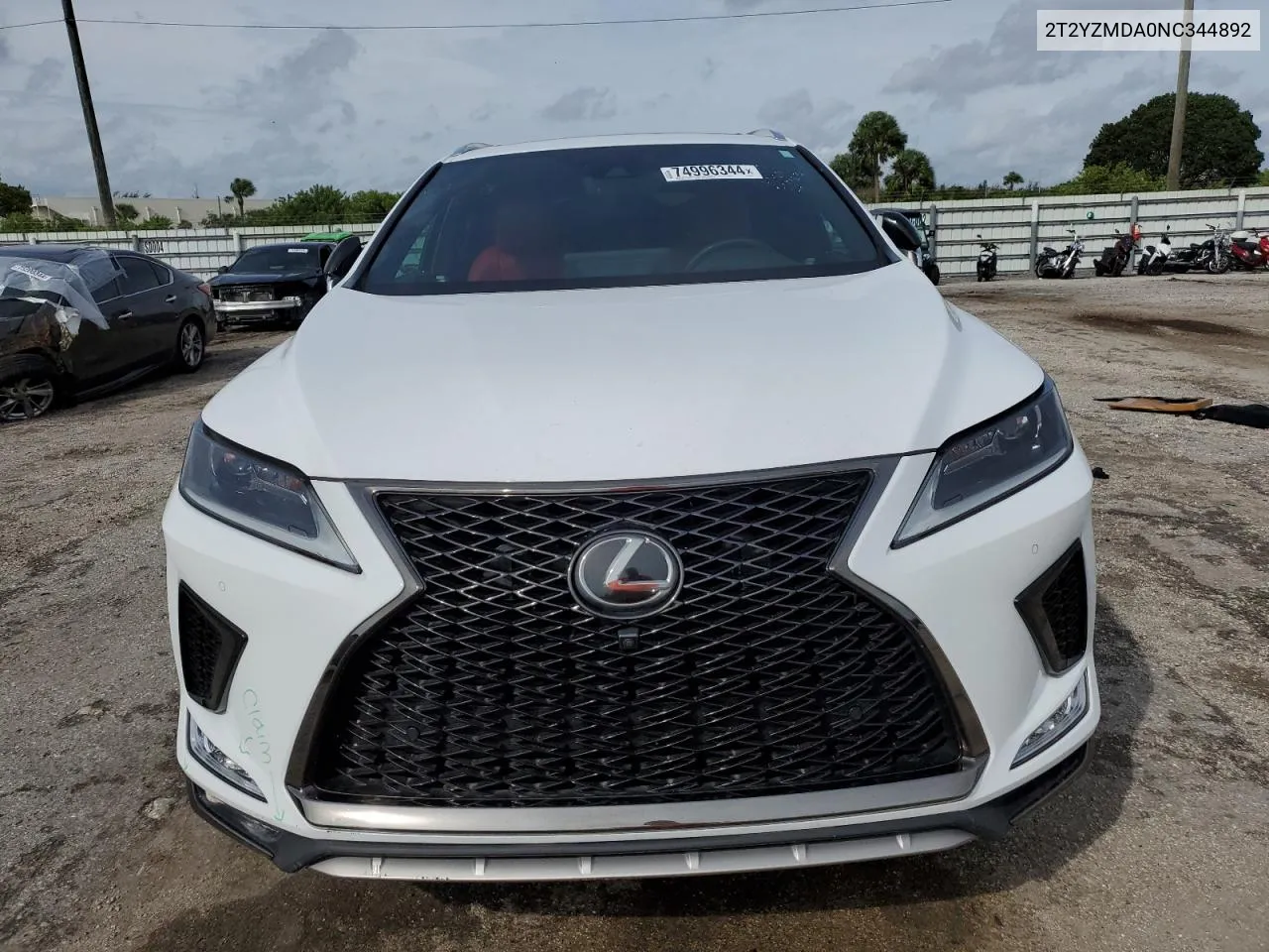 2022 Lexus Rx 350 F Sport VIN: 2T2YZMDA0NC344892 Lot: 74996344