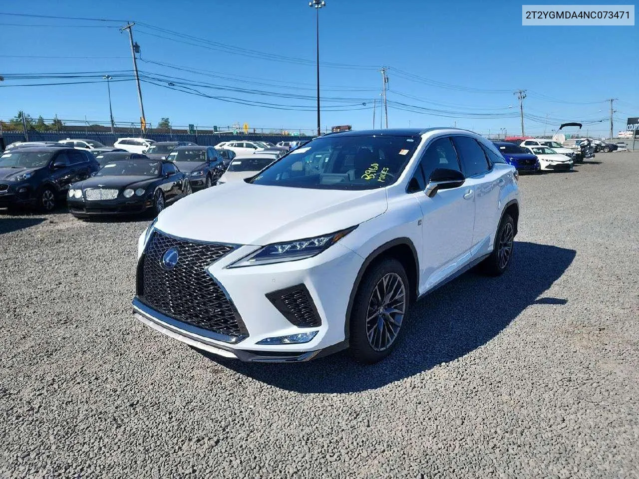 2022 Lexus Rx 450H F Sport VIN: 2T2YGMDA4NC073471 Lot: 76089234