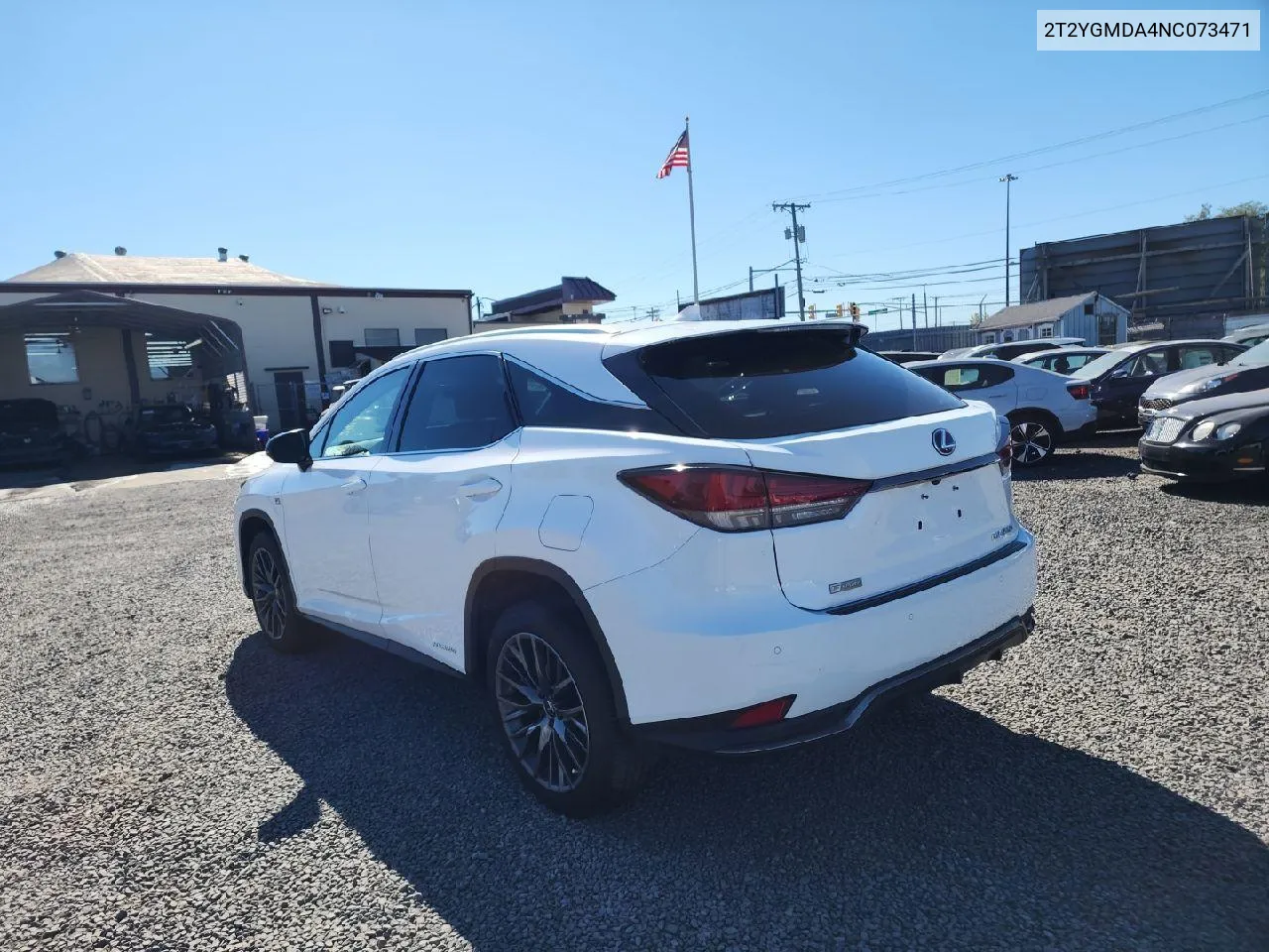 2022 Lexus Rx 450H F Sport VIN: 2T2YGMDA4NC073471 Lot: 76089234