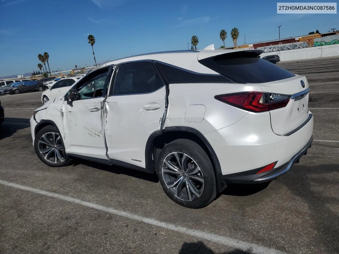 2022 Lexus Rx 450H VIN: 2T2HGMDA3NC087586 Lot: 76996474