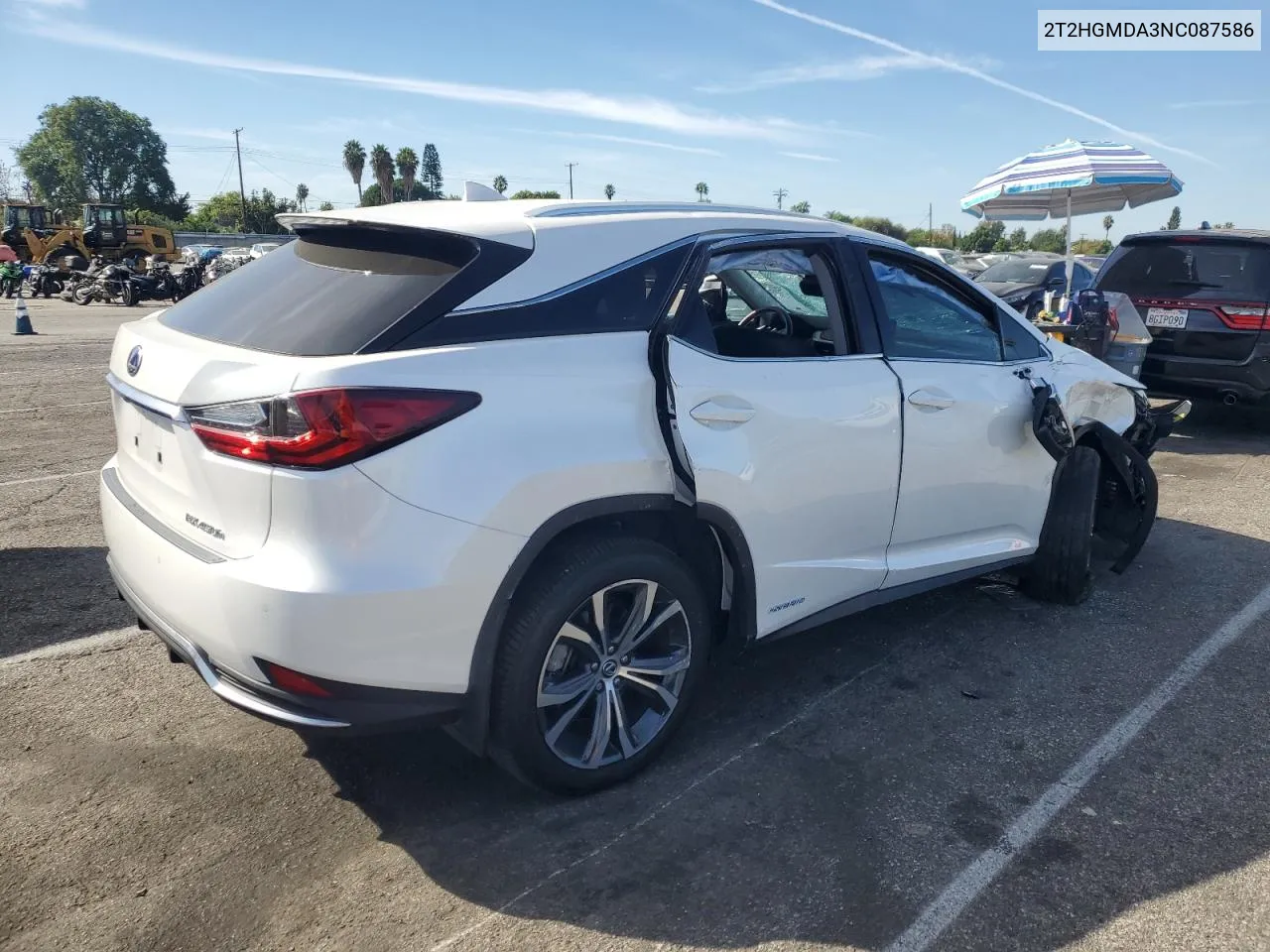 2022 Lexus Rx 450H VIN: 2T2HGMDA3NC087586 Lot: 76996474