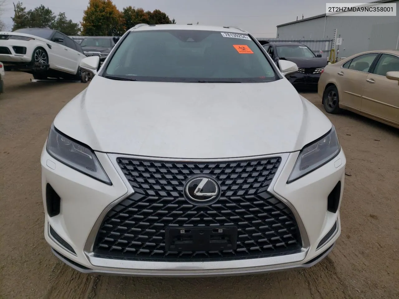 2022 Lexus Rx 350 VIN: 2T2HZMDA9NC358001 Lot: 78139254