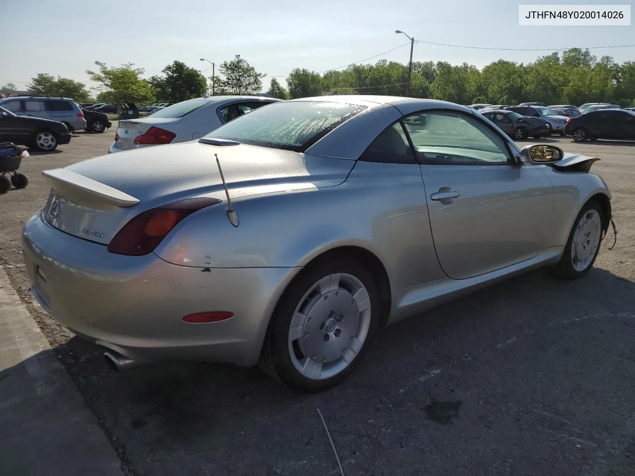 2002 Lexus Sc 430 VIN: JTHFN48Y020014026 Lot: 51959624