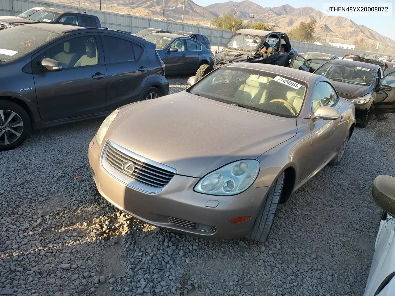 2002 Lexus Sc 430 VIN: JTHFN48YX20008072 Lot: 71428204