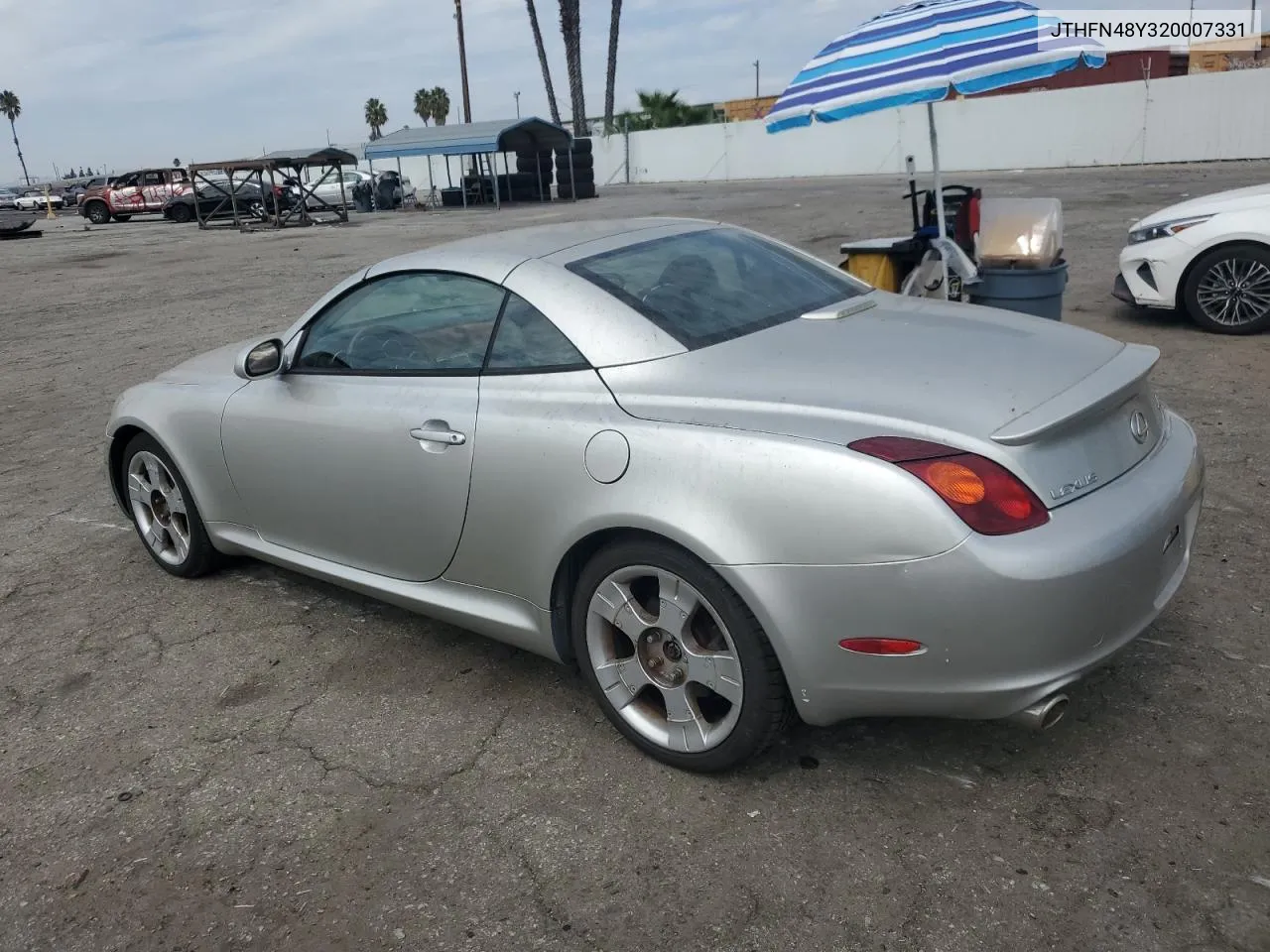 2002 Lexus Sc 430 VIN: JTHFN48Y320007331 Lot: 74295494