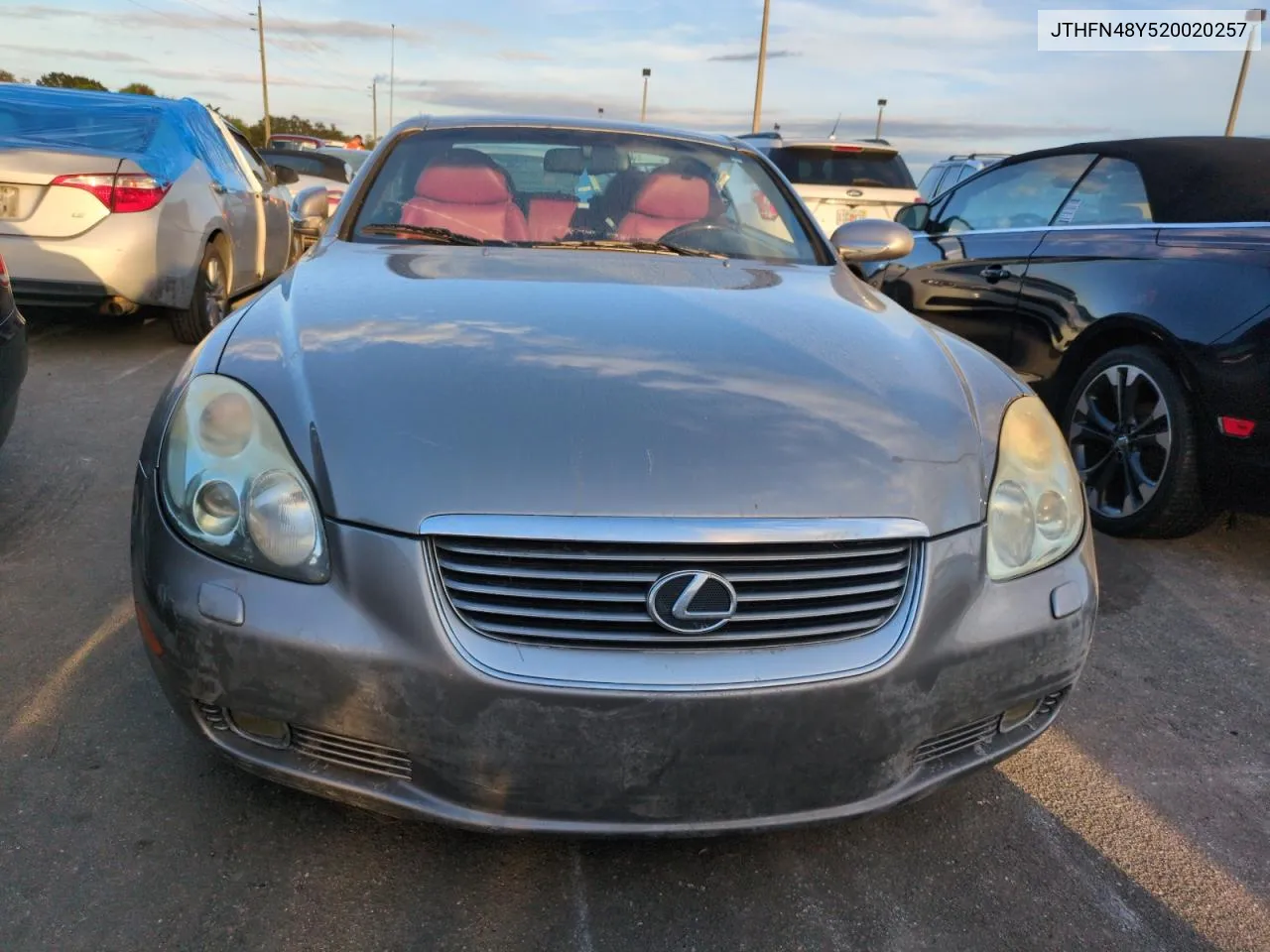 2002 Lexus Sc 430 VIN: JTHFN48Y520020257 Lot: 75769604