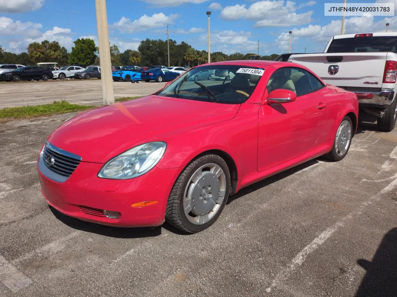 2002 Lexus Sc 430 VIN: JTHFN48Y420031783 Lot: 78400404