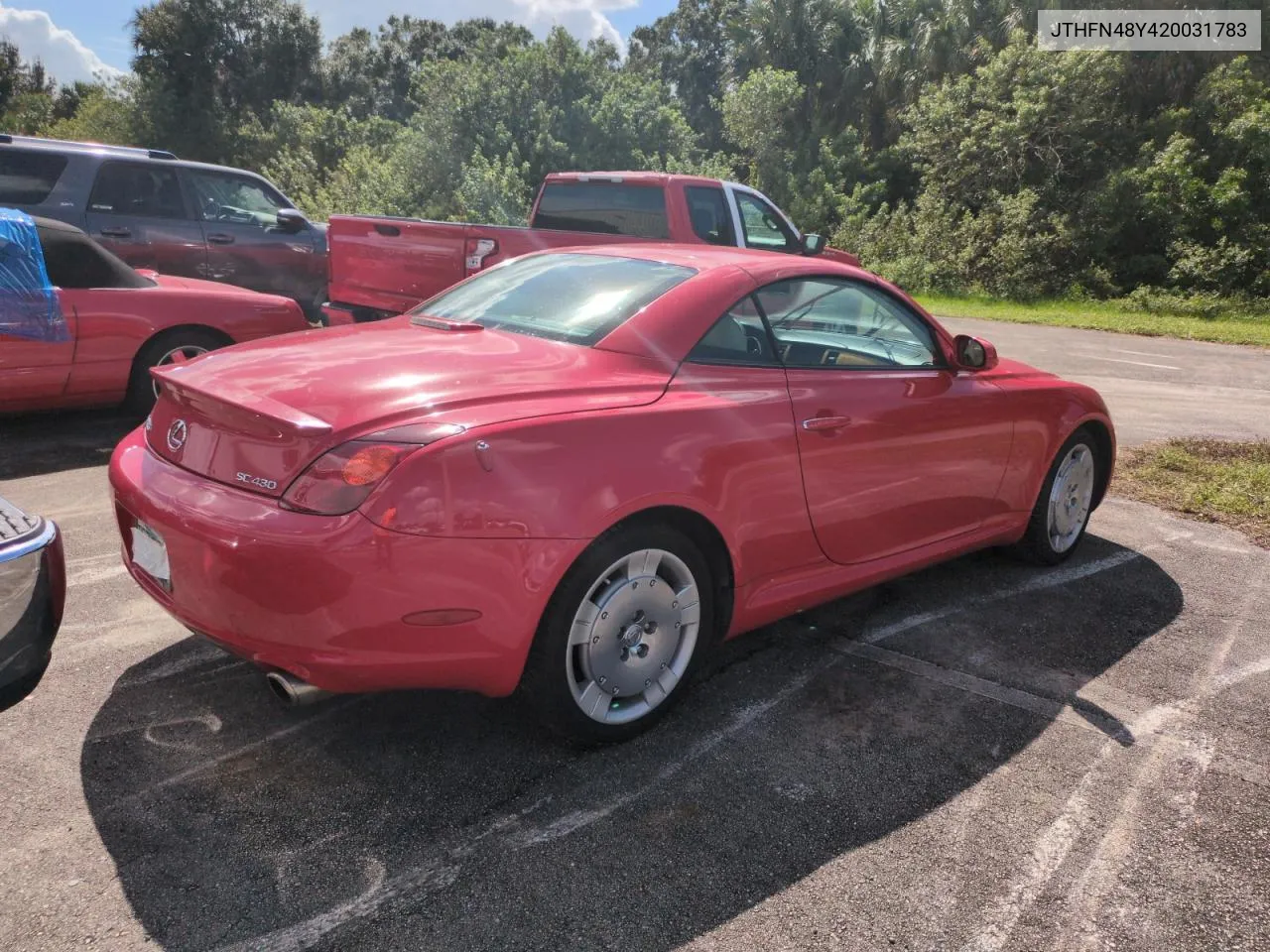 2002 Lexus Sc 430 VIN: JTHFN48Y420031783 Lot: 78400404