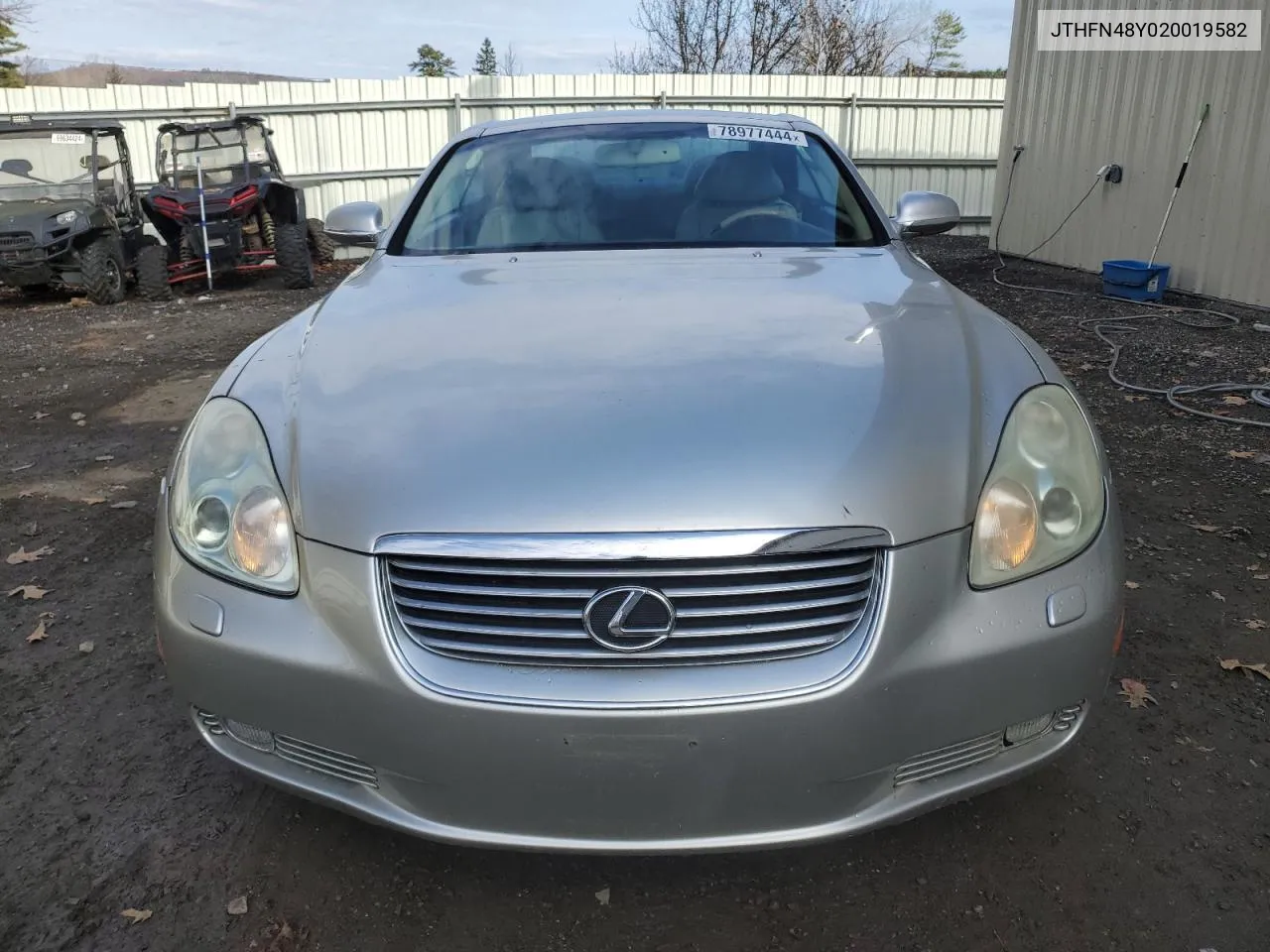 2002 Lexus Sc 430 VIN: JTHFN48Y020019582 Lot: 78977444