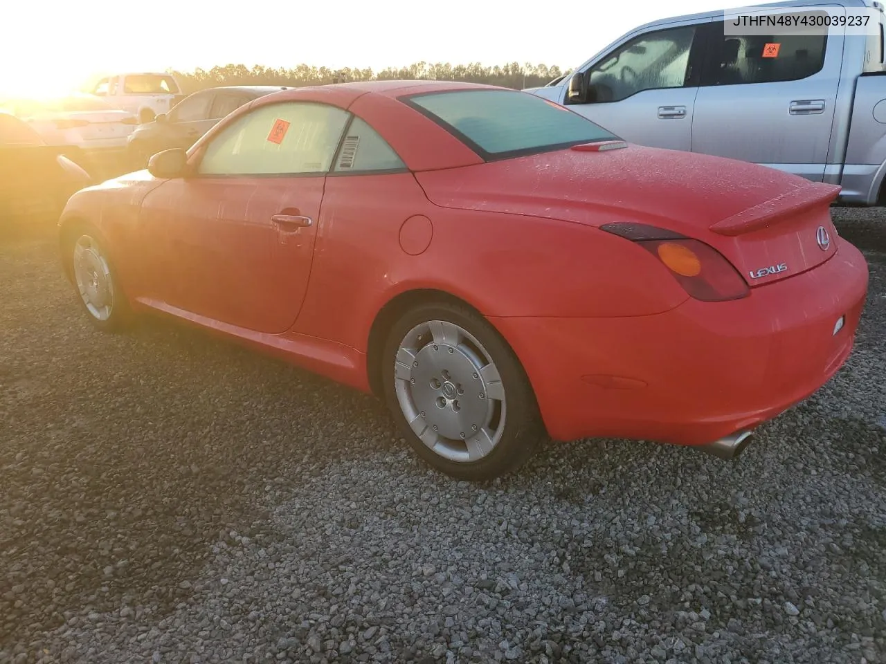 2003 Lexus Sc 430 VIN: JTHFN48Y430039237 Lot: 77529224