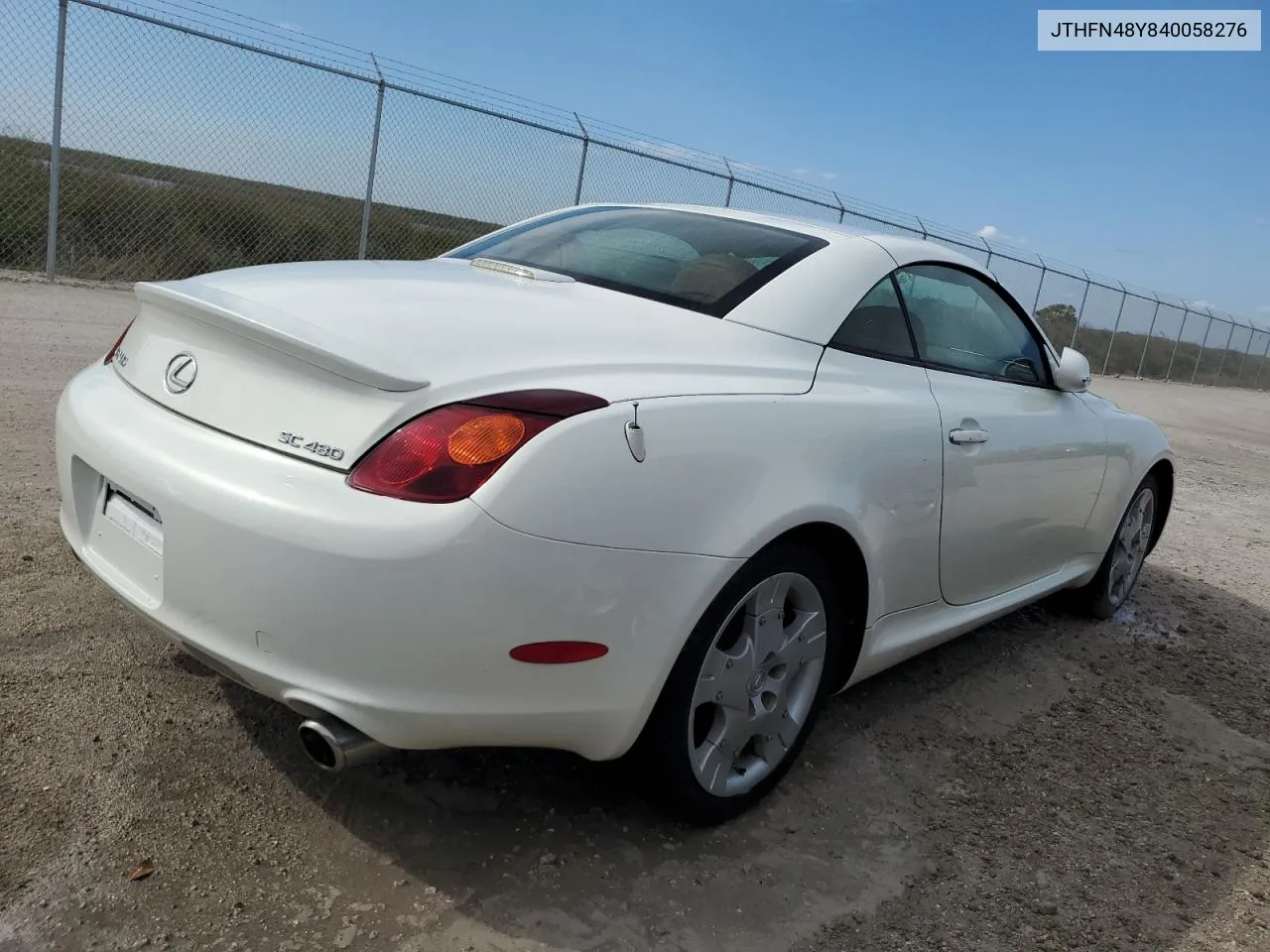 2004 Lexus Sc 430 VIN: JTHFN48Y840058276 Lot: 74428584