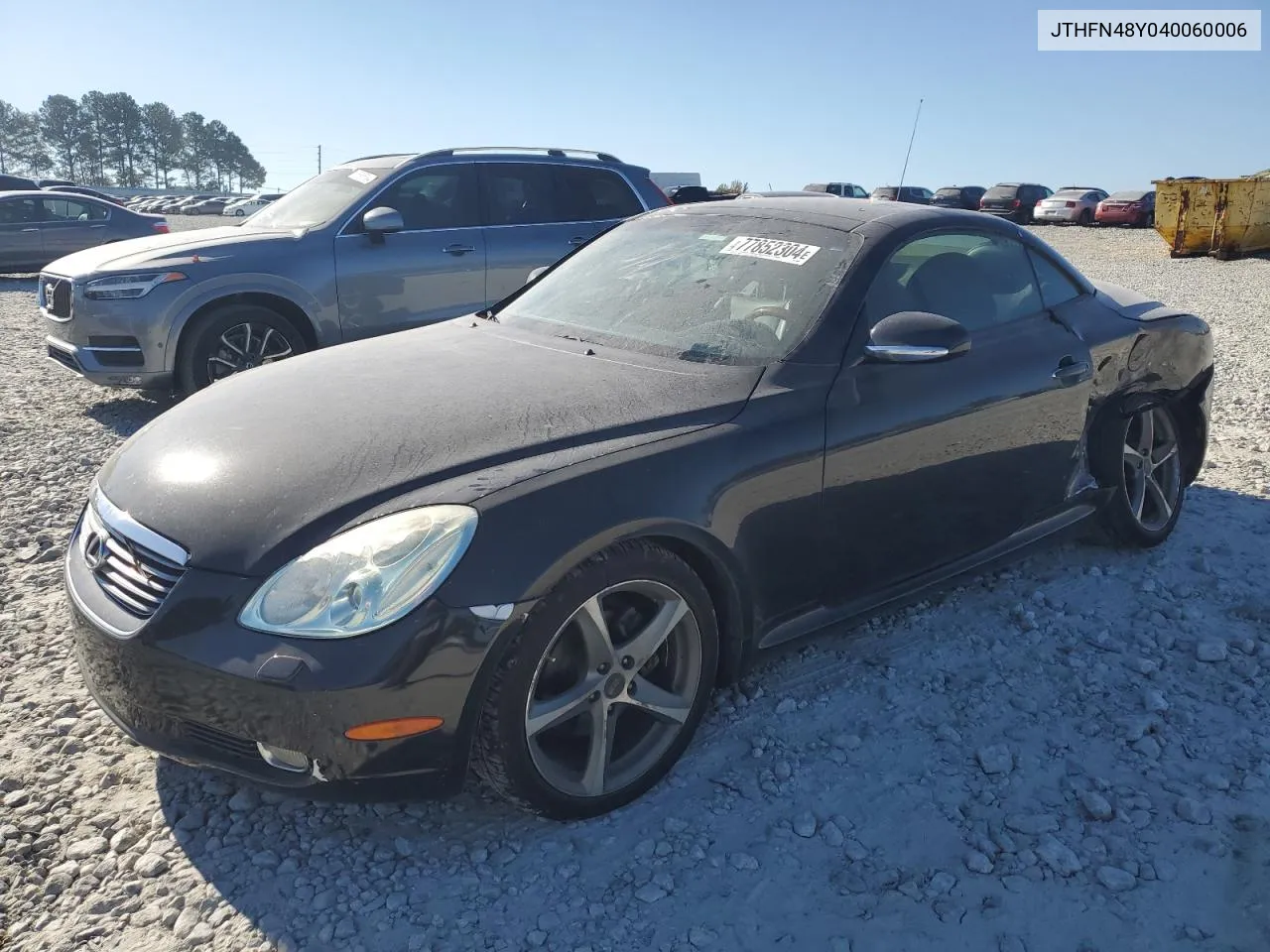 2004 Lexus Sc 430 VIN: JTHFN48Y040060006 Lot: 77852304