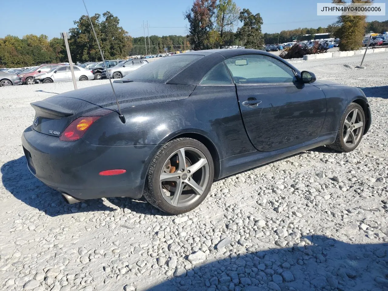 2004 Lexus Sc 430 VIN: JTHFN48Y040060006 Lot: 77852304