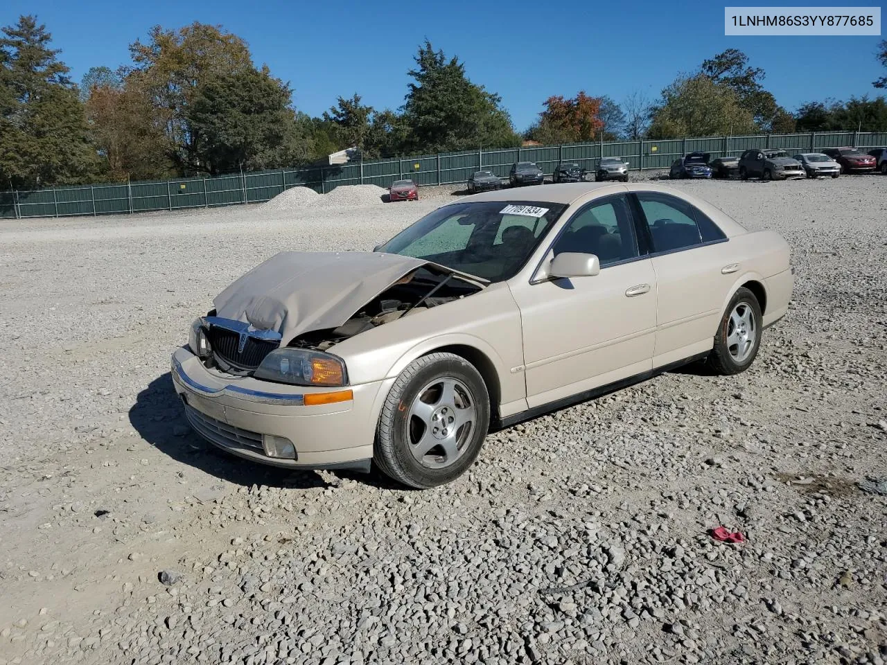 2000 Lincoln Ls VIN: 1LNHM86S3YY877685 Lot: 77091934