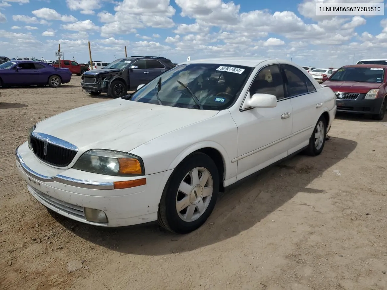 2002 Lincoln Ls VIN: 1LNHM86S62Y685510 Lot: 69987684