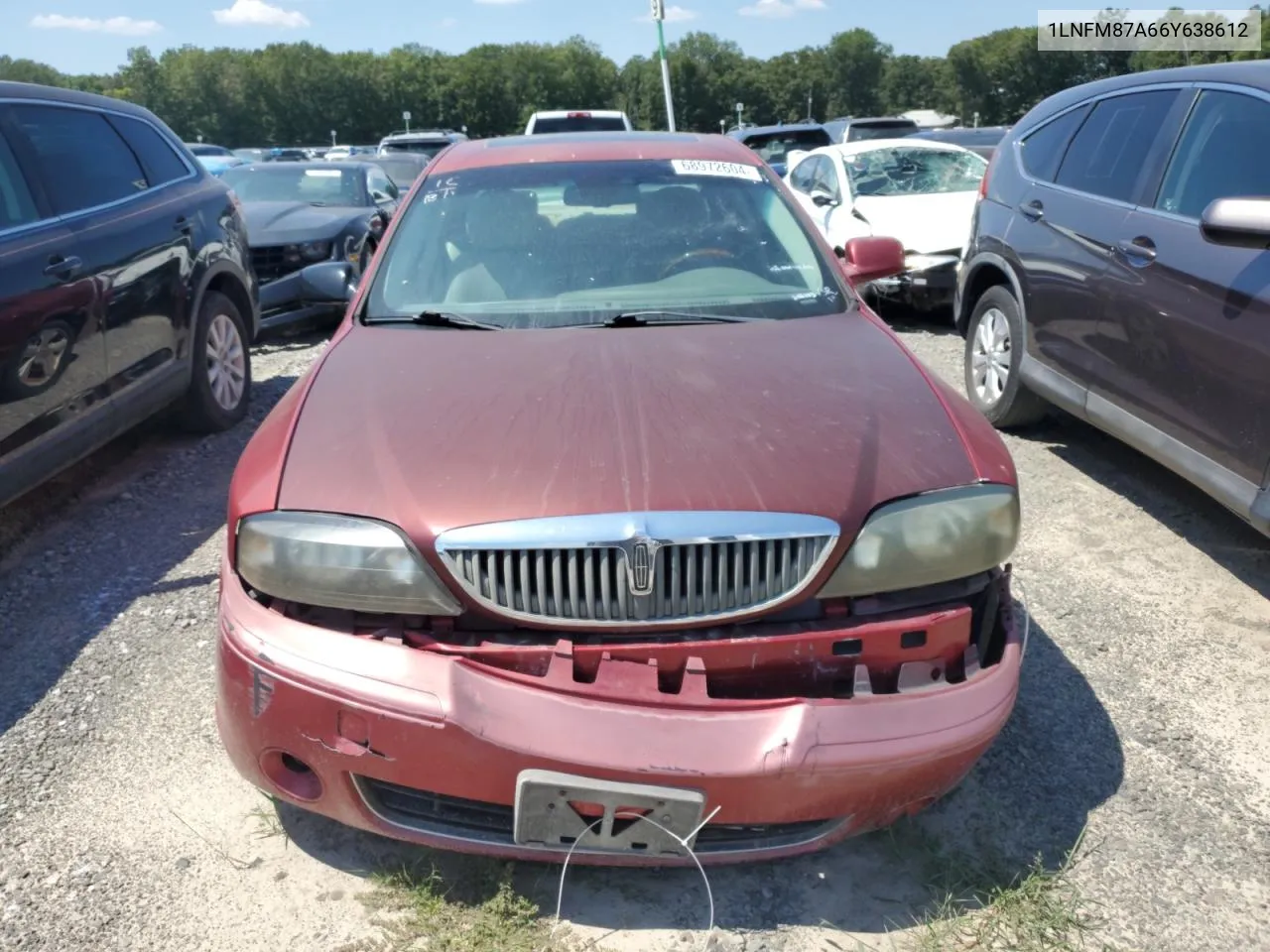 2006 Lincoln Ls VIN: 1LNFM87A66Y638612 Lot: 68972604