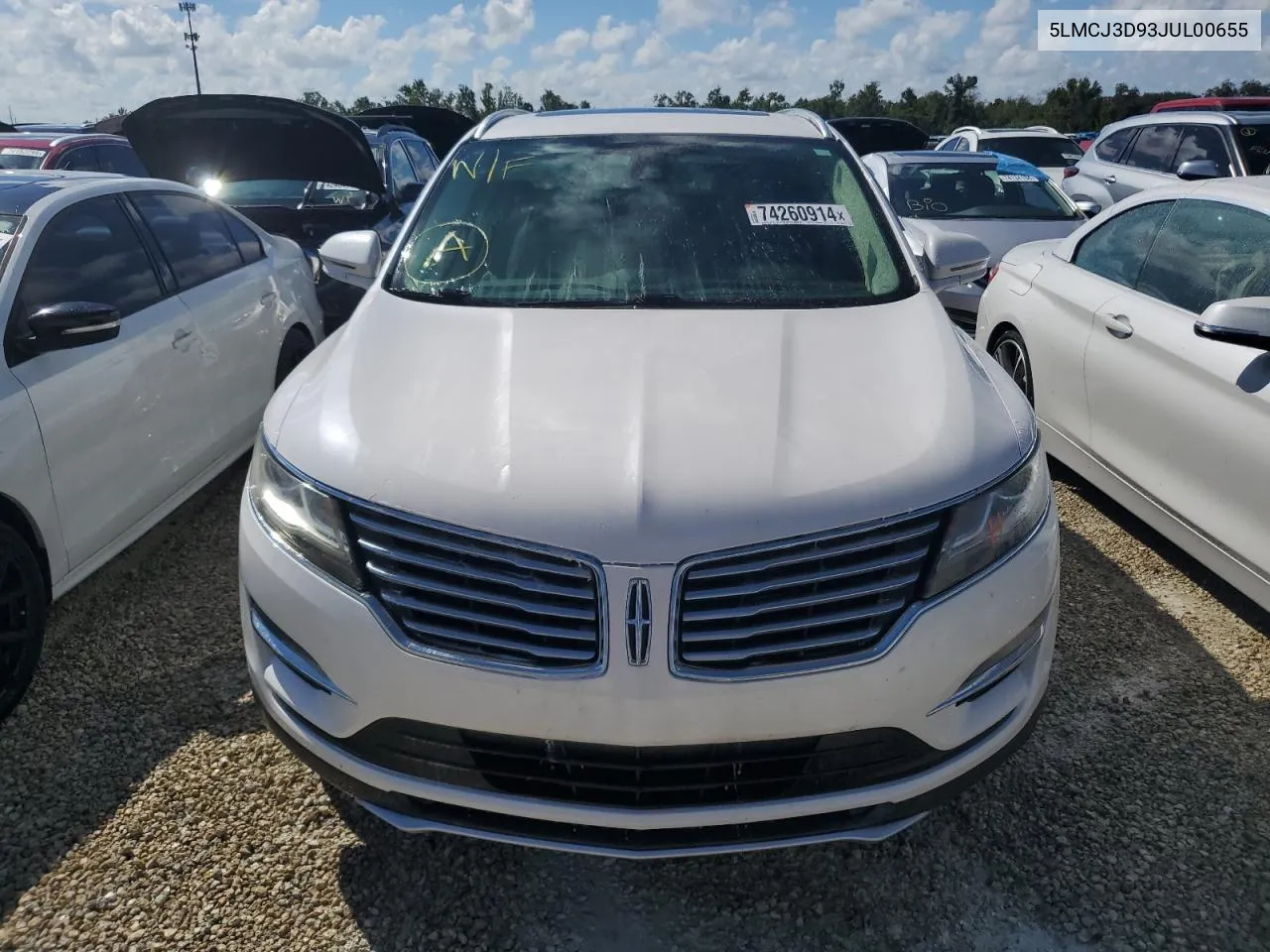 2018 Lincoln Mkc Reserve VIN: 5LMCJ3D93JUL00655 Lot: 74260914