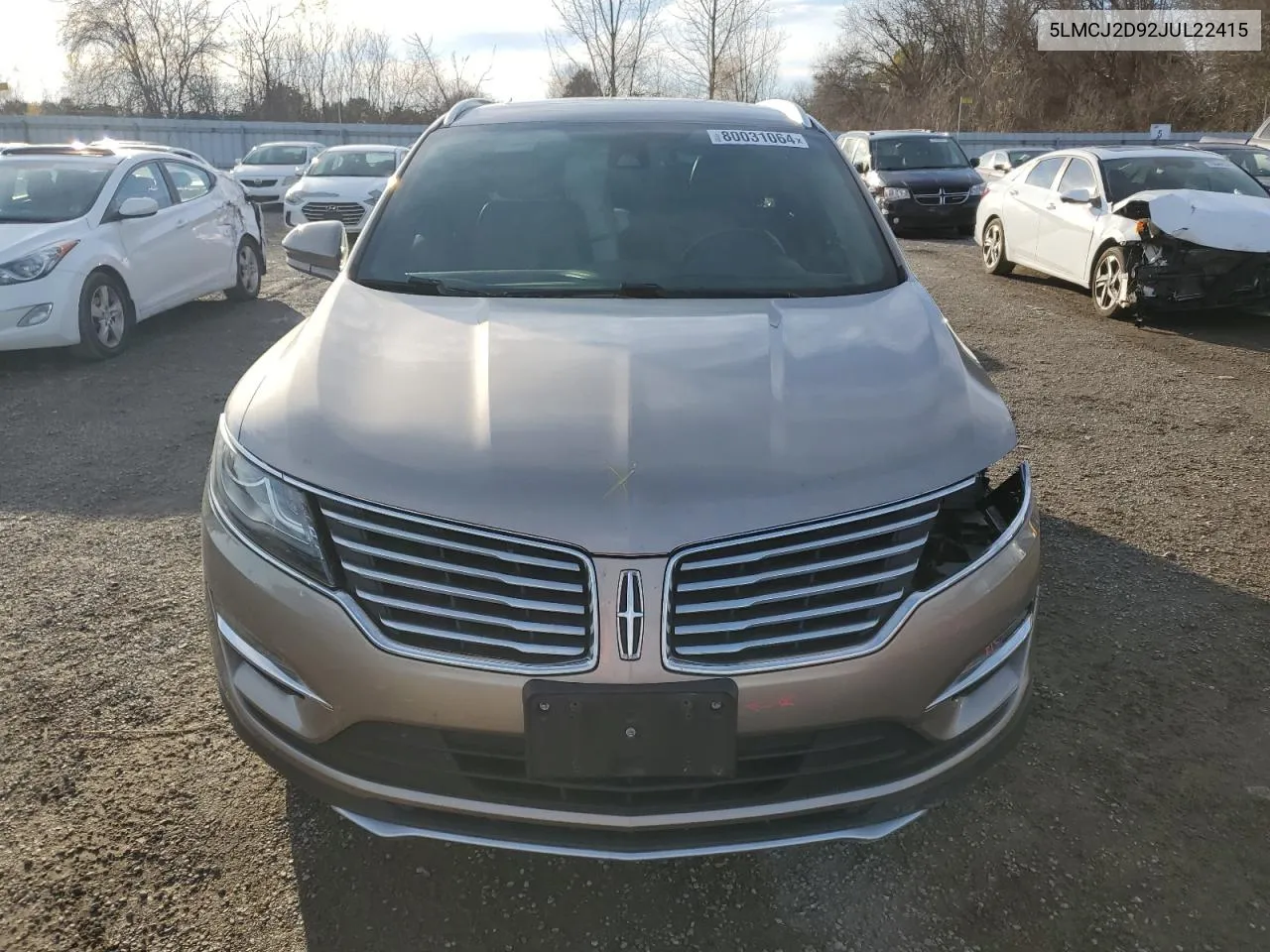 2018 Lincoln Mkc Select VIN: 5LMCJ2D92JUL22415 Lot: 80031064