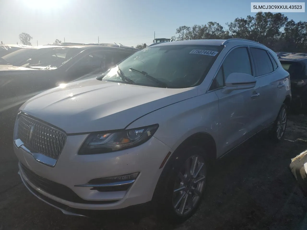 2019 Lincoln Mkc Reserve VIN: 5LMCJ3C9XKUL43523 Lot: 75074434