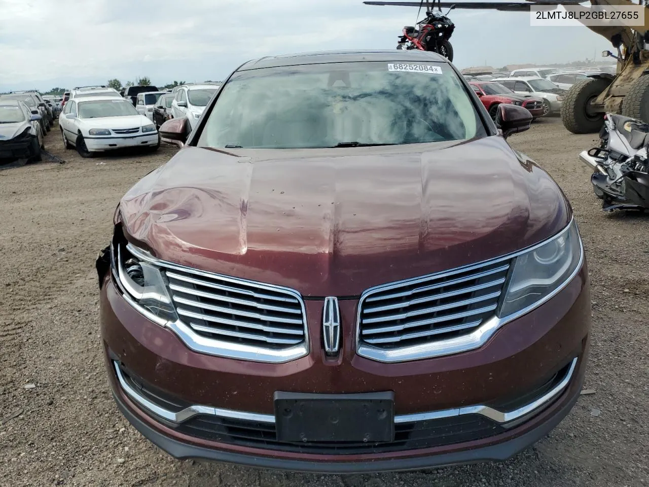 2016 Lincoln Mkx Reserve VIN: 2LMTJ8LP2GBL27655 Lot: 68252084