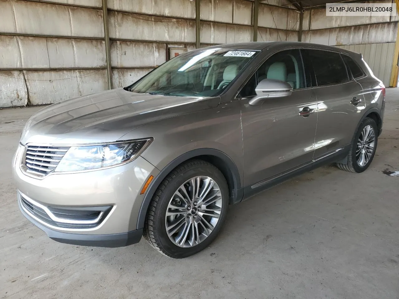 2017 Lincoln Mkx Reserve VIN: 2LMPJ6LR0HBL20048 Lot: 72461664