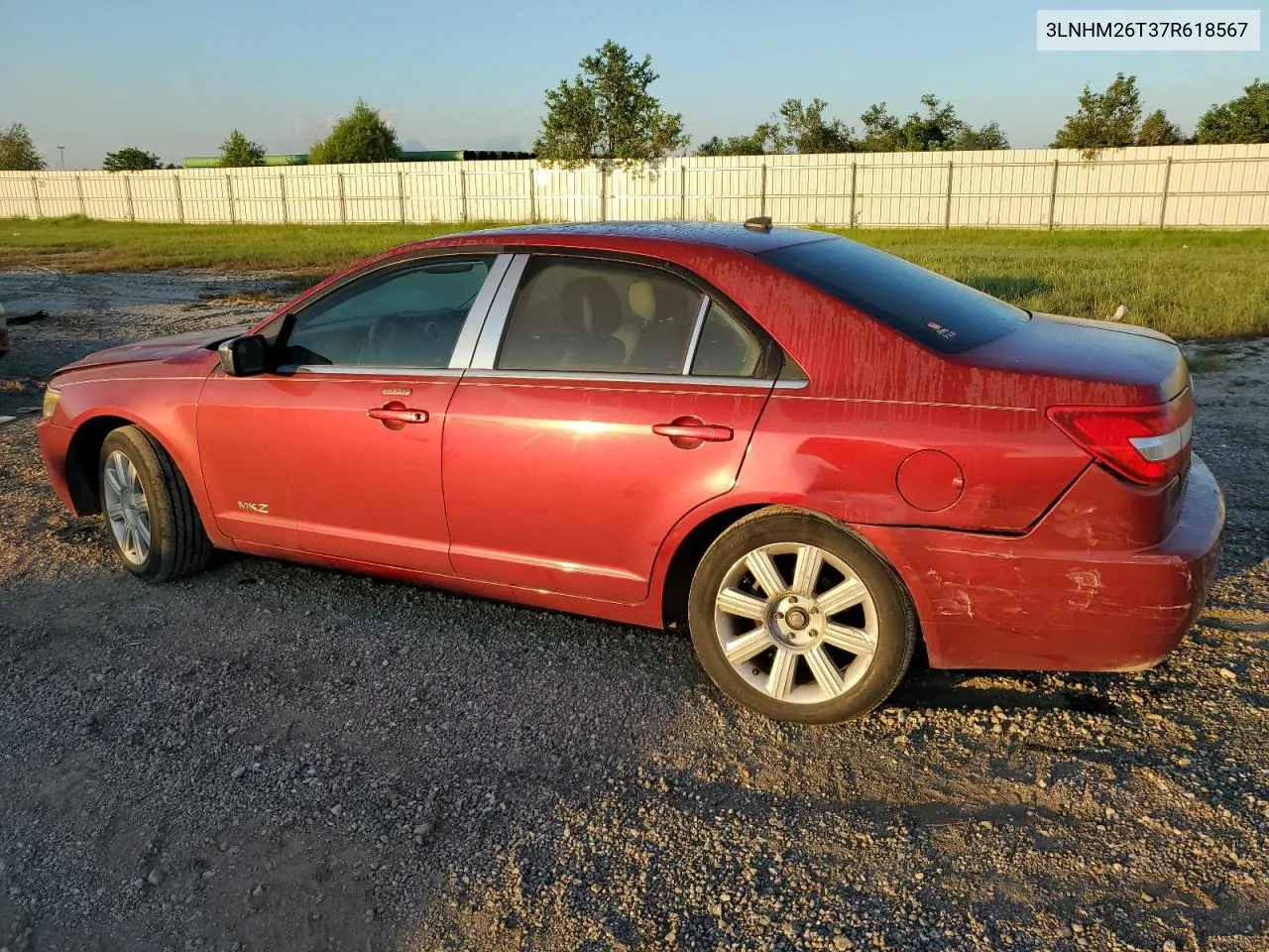 2007 Lincoln Mkz VIN: 3LNHM26T37R618567 Lot: 72138844