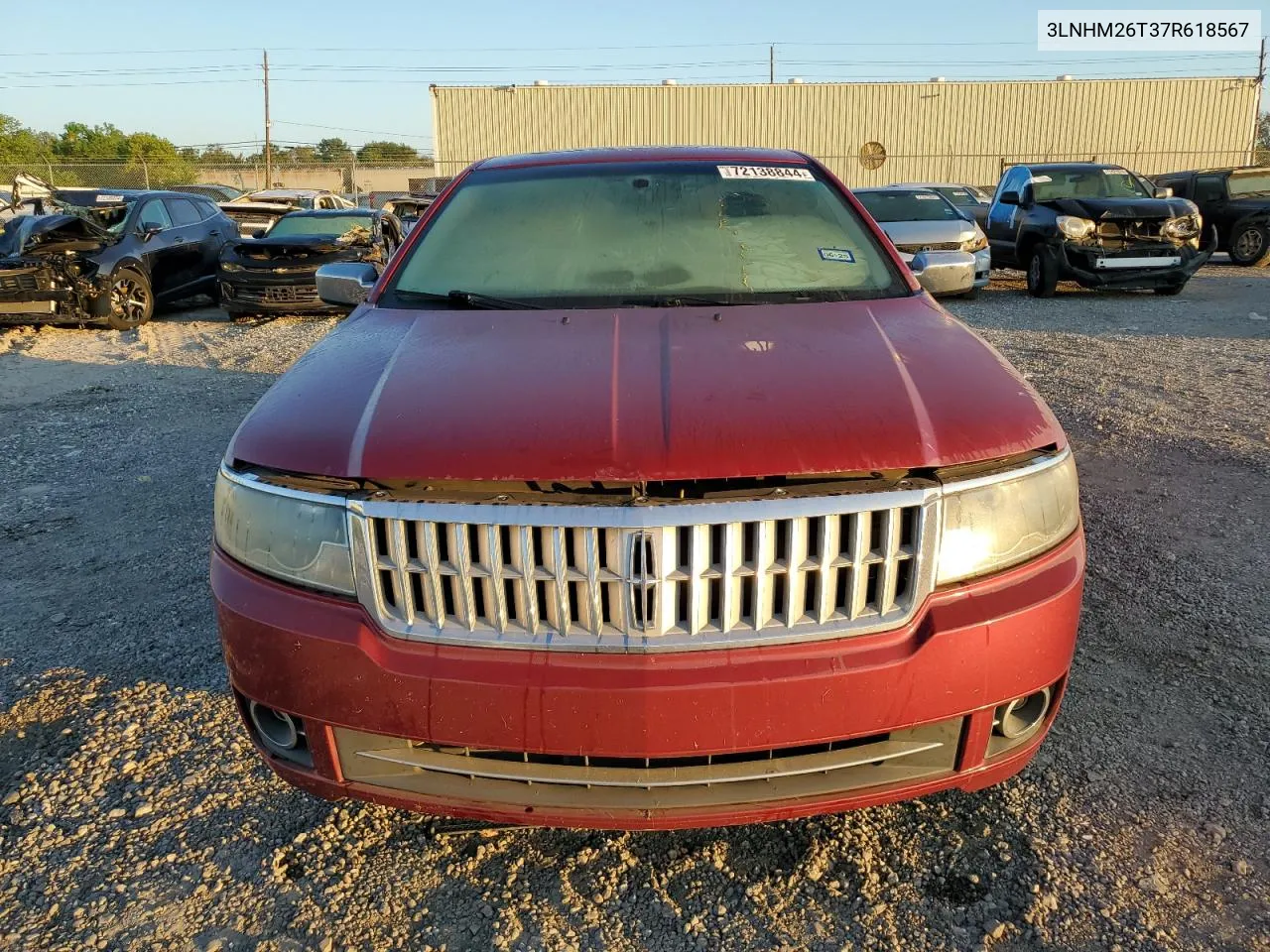 2007 Lincoln Mkz VIN: 3LNHM26T37R618567 Lot: 72138844