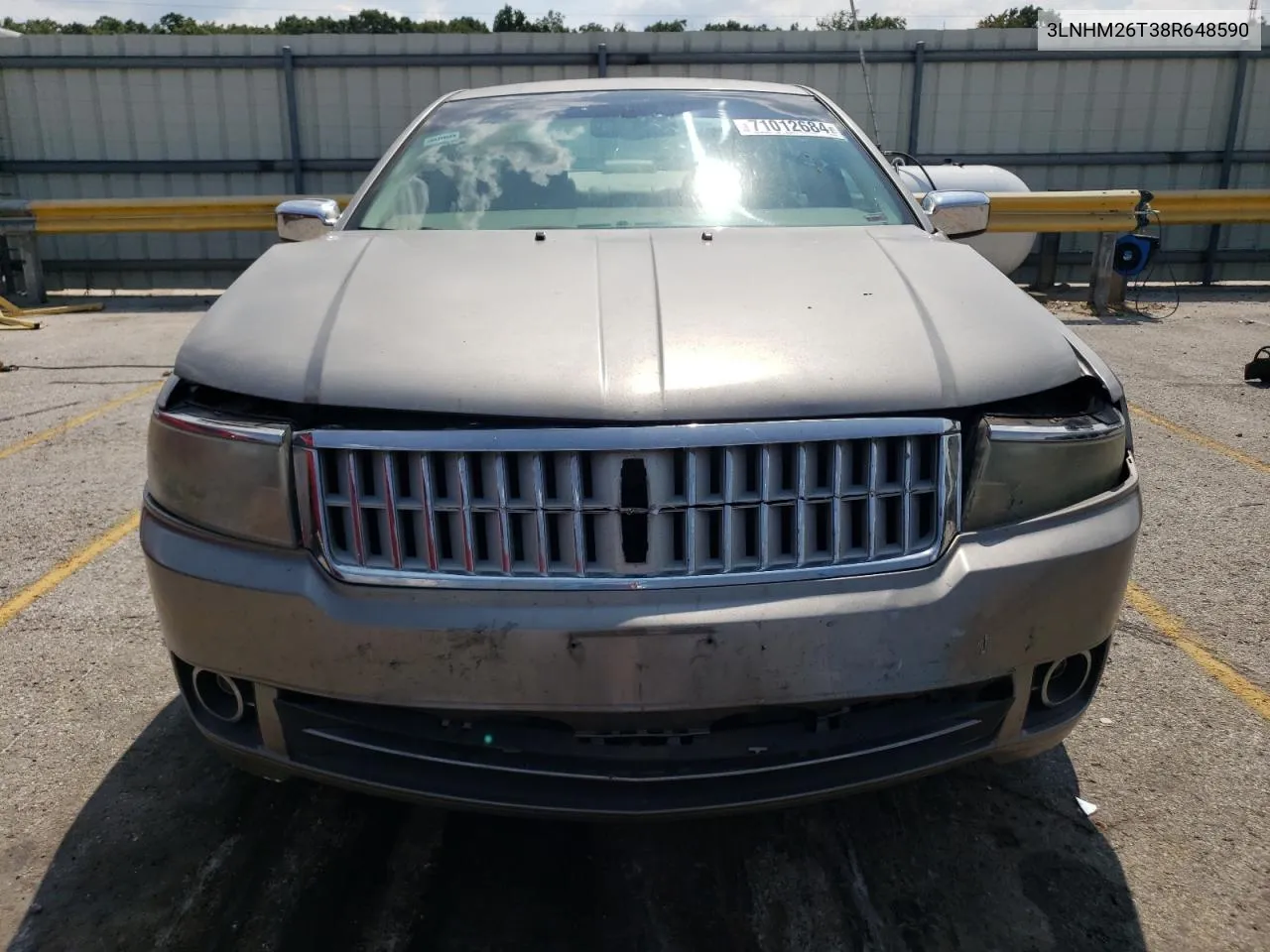 2008 Lincoln Mkz VIN: 3LNHM26T38R648590 Lot: 71012684