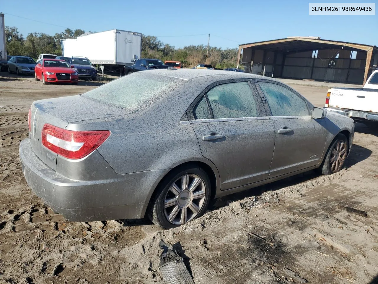 2008 Lincoln Mkz VIN: 3LNHM26T98R649436 Lot: 77935014