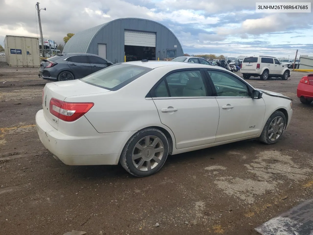 2008 Lincoln Mkz VIN: 3LNHM26T98R647685 Lot: 78730944