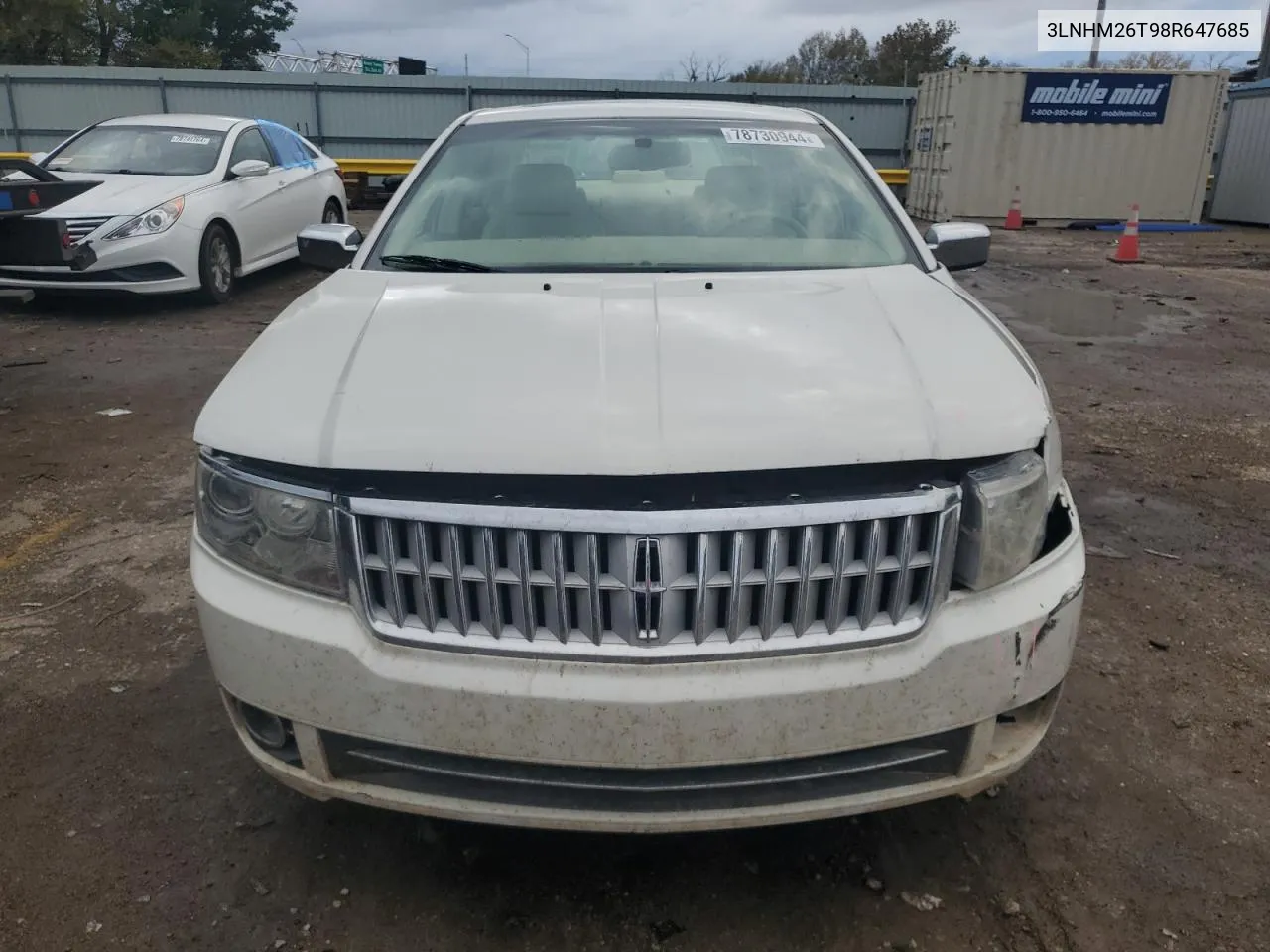 2008 Lincoln Mkz VIN: 3LNHM26T98R647685 Lot: 78730944