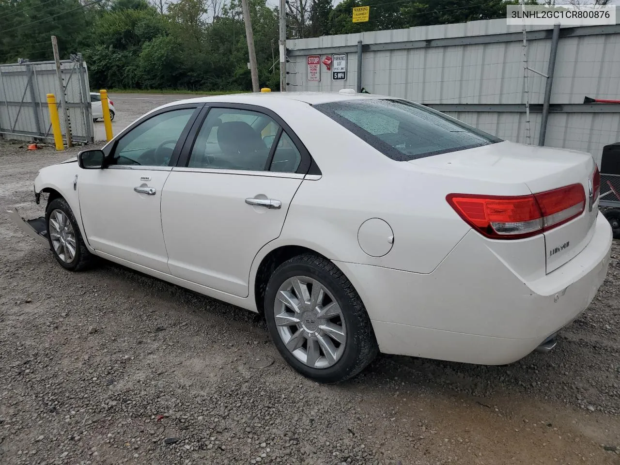 2012 Lincoln Mkz VIN: 3LNHL2GC1CR800876 Lot: 62662334