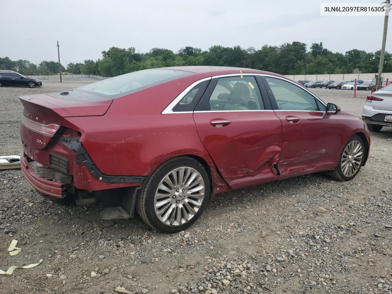 2014 Lincoln Mkz VIN: 3LN6L2G97ER816305 Lot: 63676544