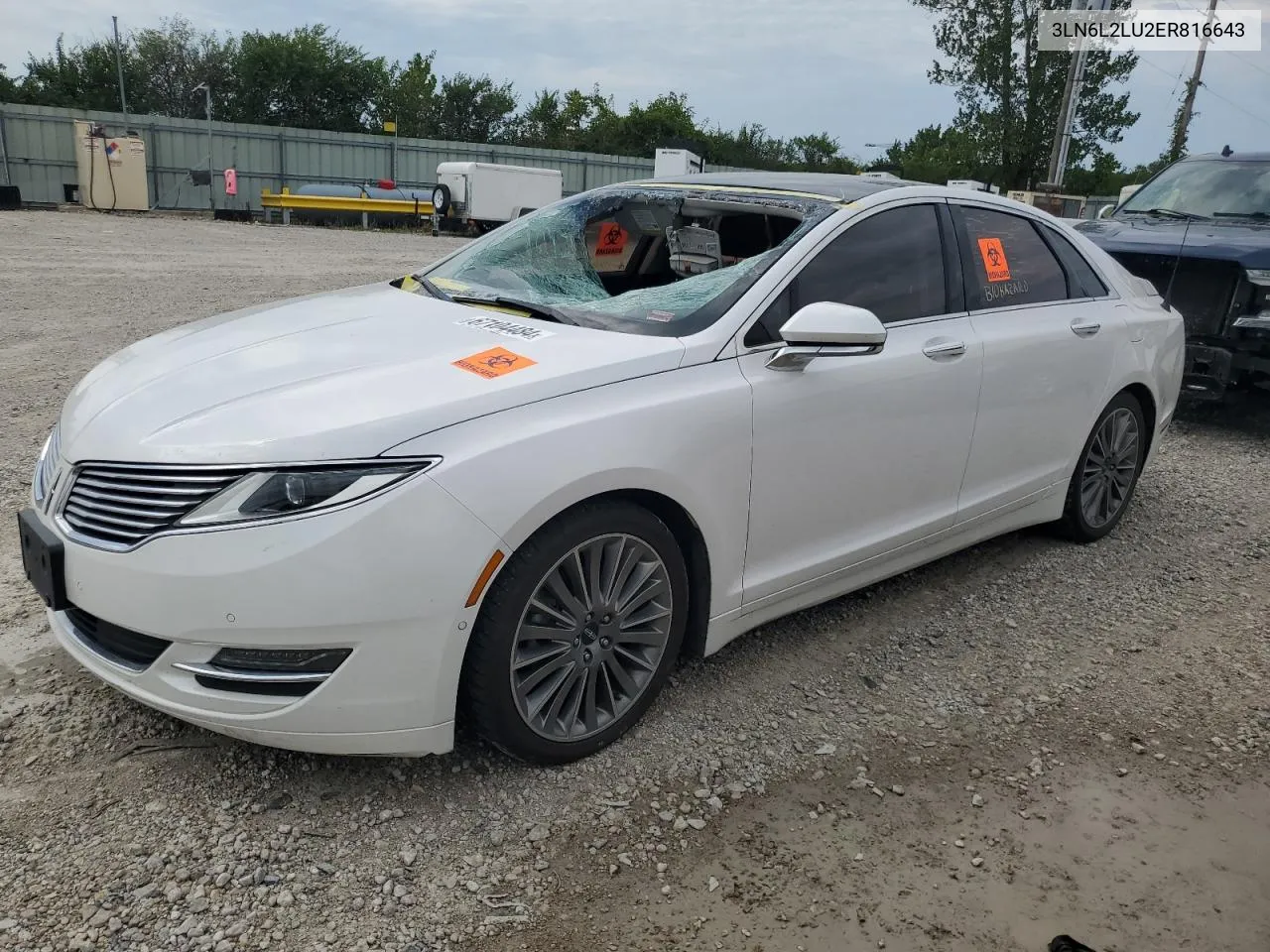 2014 Lincoln Mkz Hybrid VIN: 3LN6L2LU2ER816643 Lot: 67104484