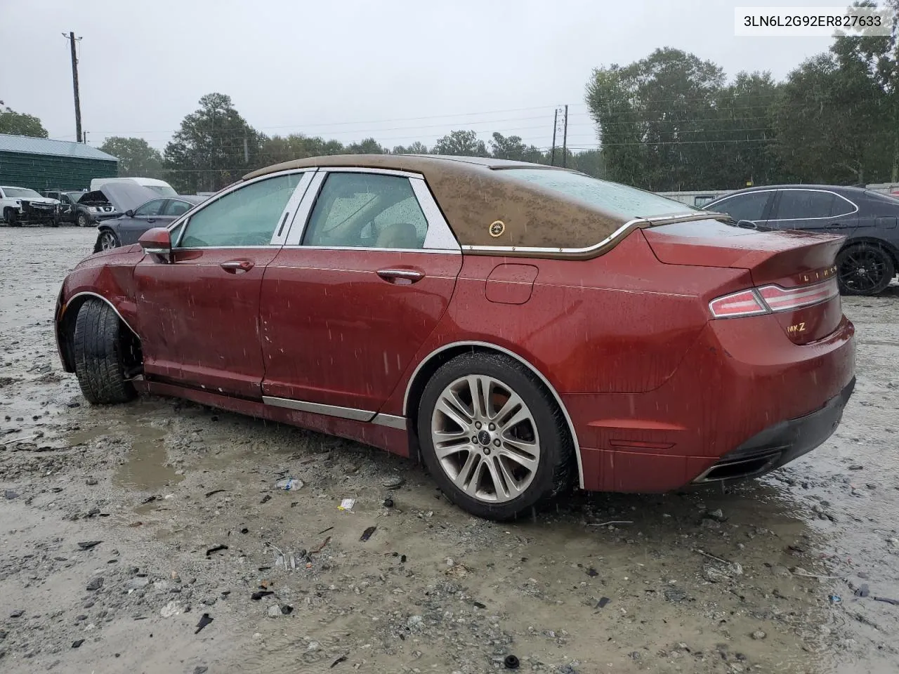 2014 Lincoln Mkz VIN: 3LN6L2G92ER827633 Lot: 73189684