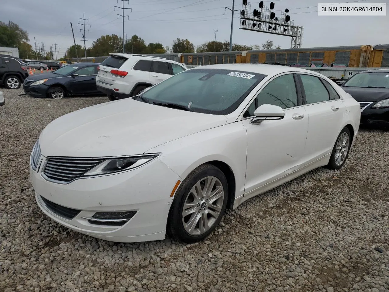 2016 Lincoln Mkz VIN: 3LN6L2GK4GR614804 Lot: 76039134