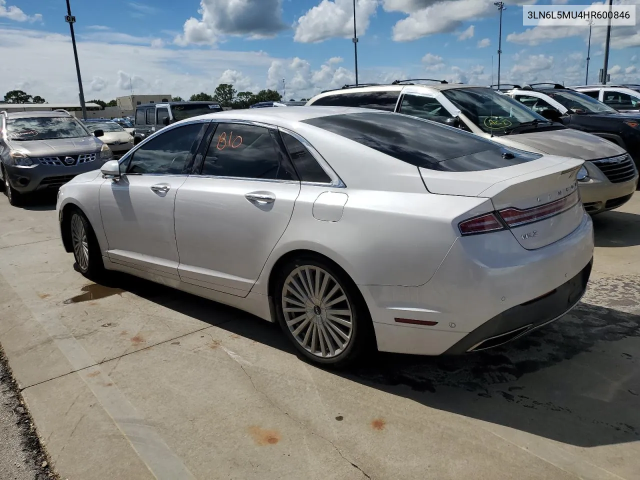 2017 Lincoln Mkz Hybrid Reserve VIN: 3LN6L5MU4HR600846 Lot: 74539834