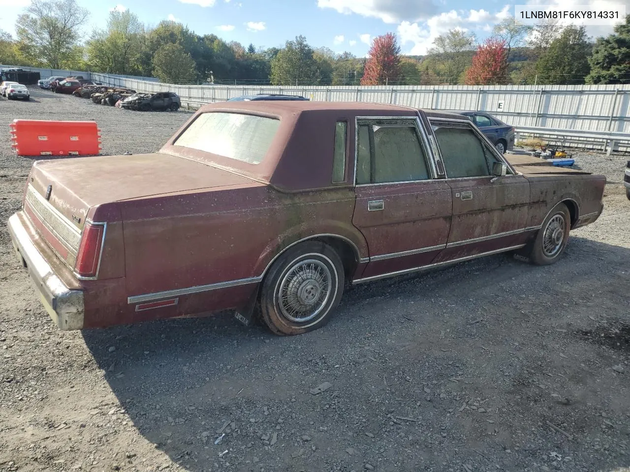 1989 Lincoln Town Car VIN: 1LNBM81F6KY814331 Lot: 75617984